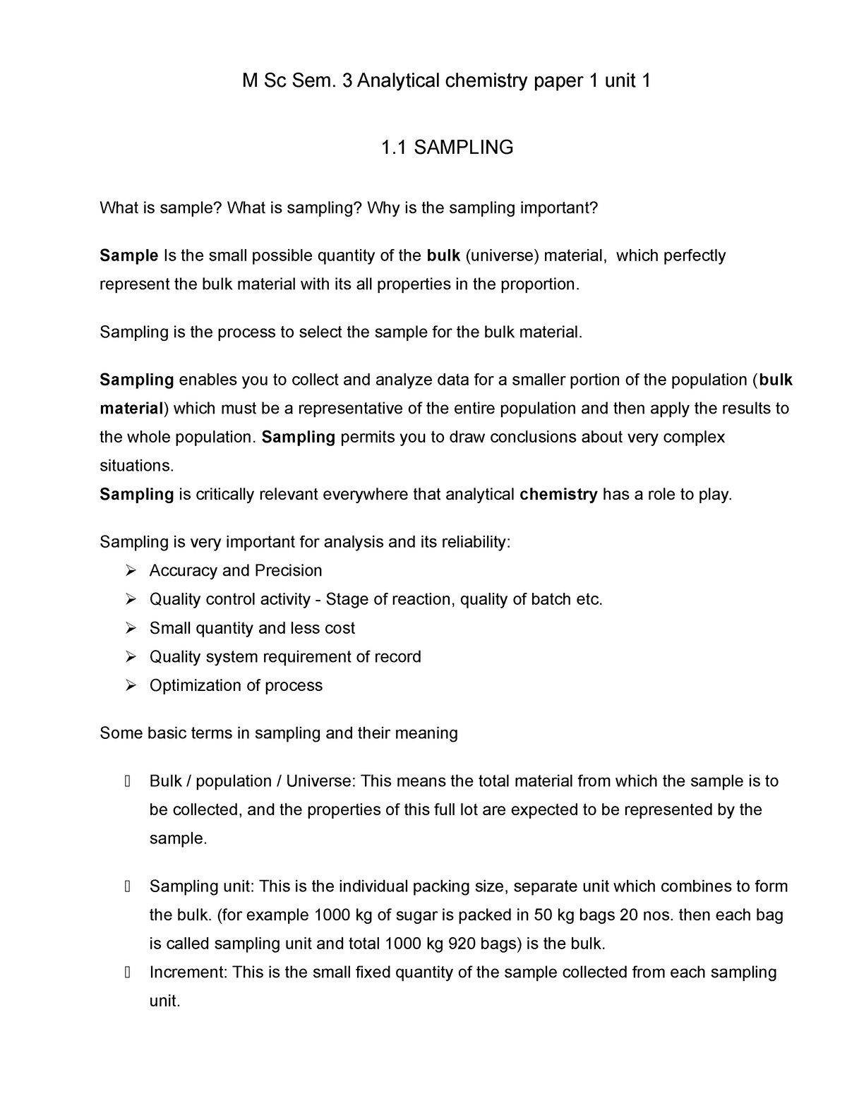 sampling-points-notes-m-sc-sem-3-analytical-chemistry-paper-1-unit-1