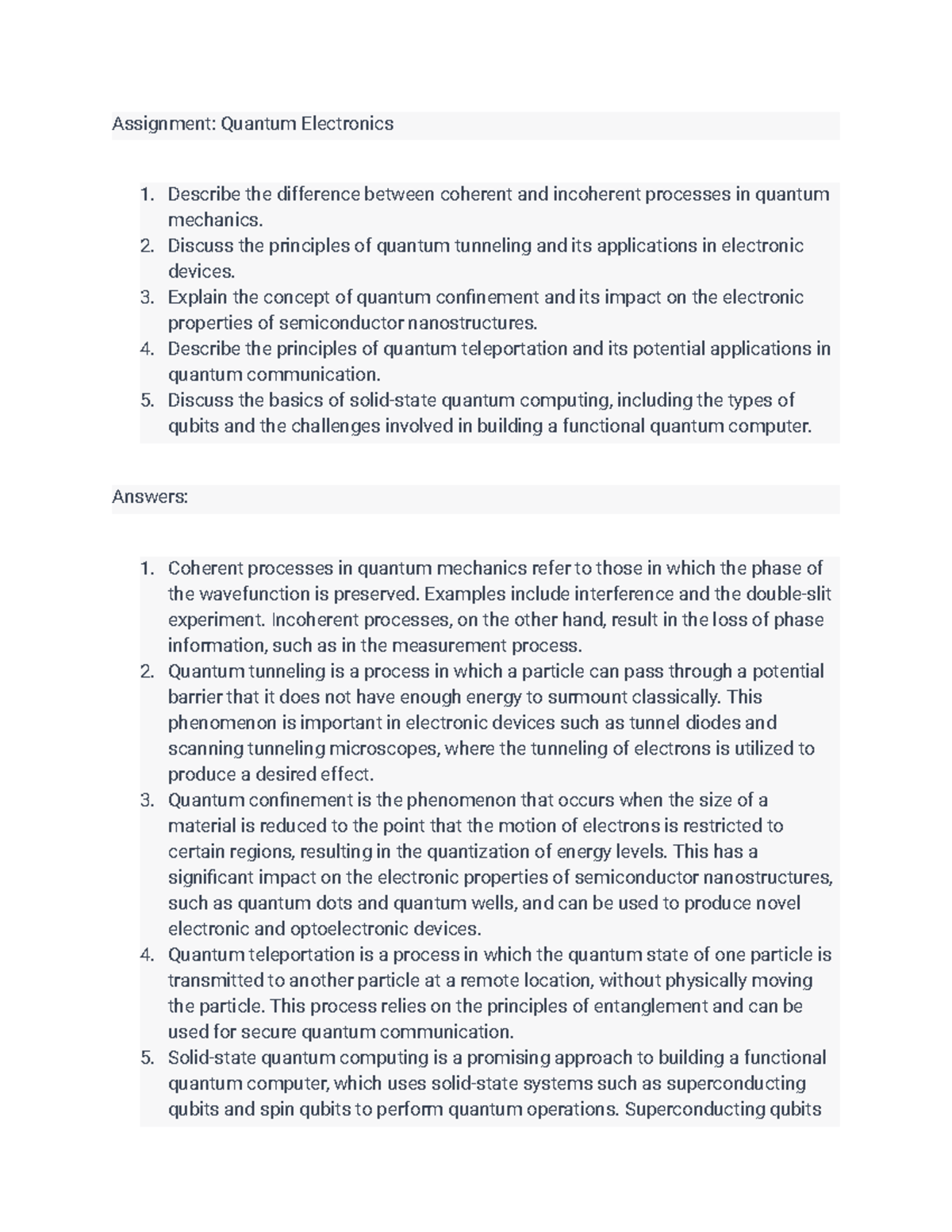 666 - Assignment Quantum Electronics 66 - Assignment: Quantum ...