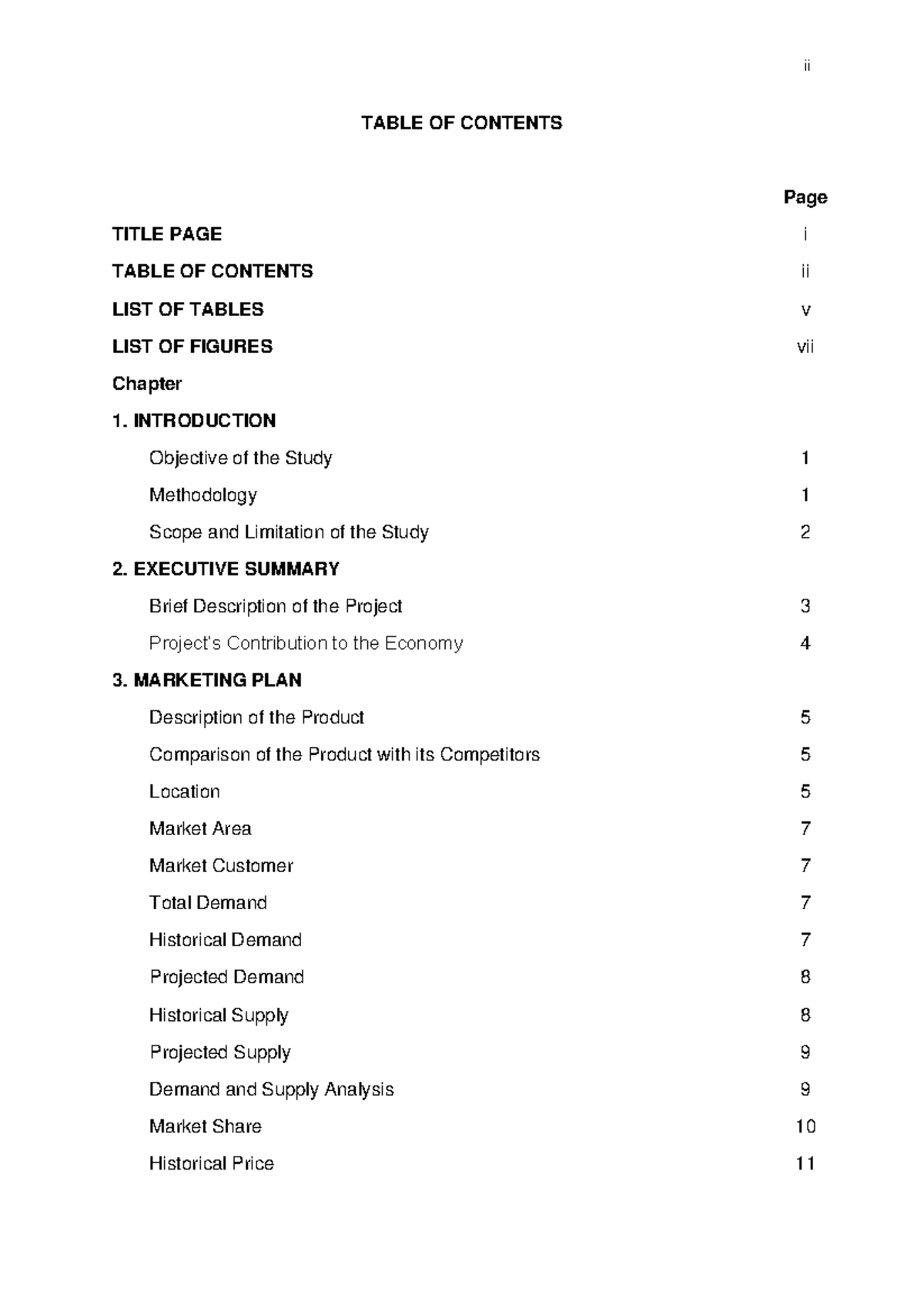 Accounting Business PLAN Sample ii TABLE OF CONTENTS Page TITLE