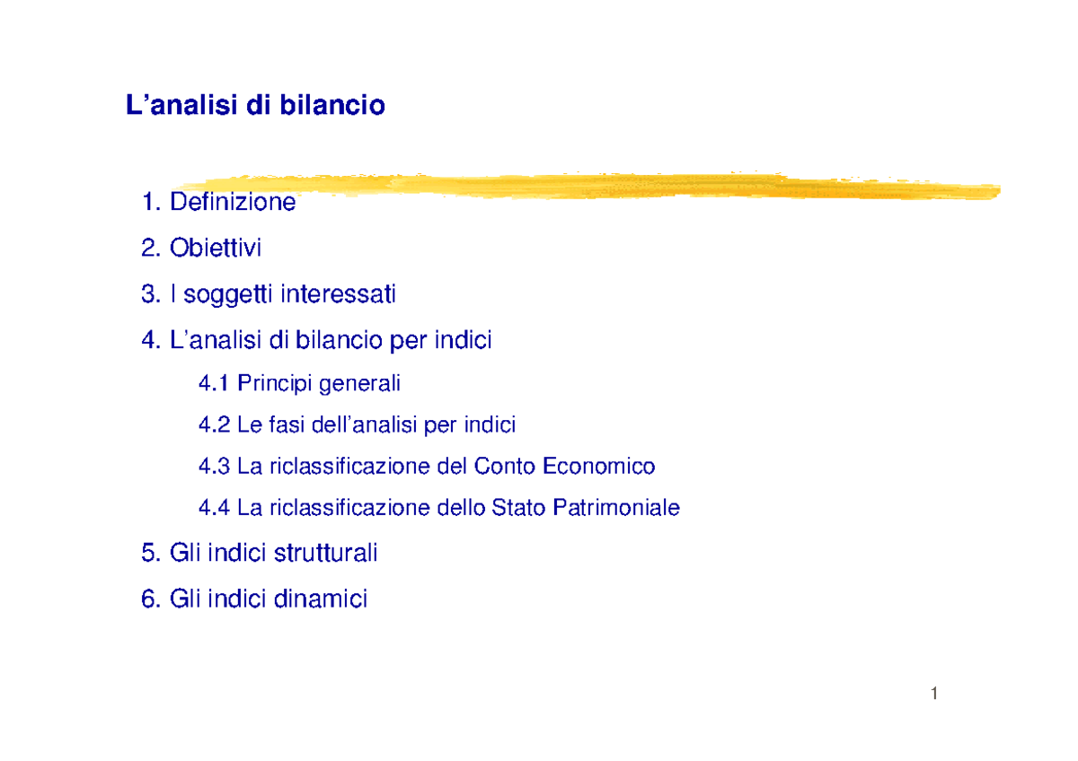 - Economia Aziendale Lezioni Di Analisi Di Bilancio - L’analisi Di ...