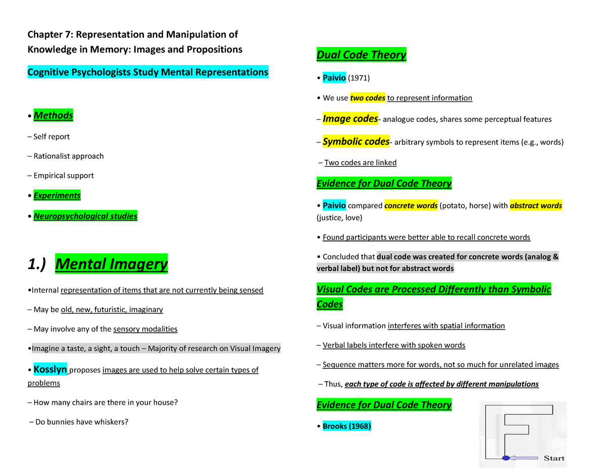 Reviewer Finals Lecture Chapter 7 Representation And Manipulation Of Knowledge In Memory 0837