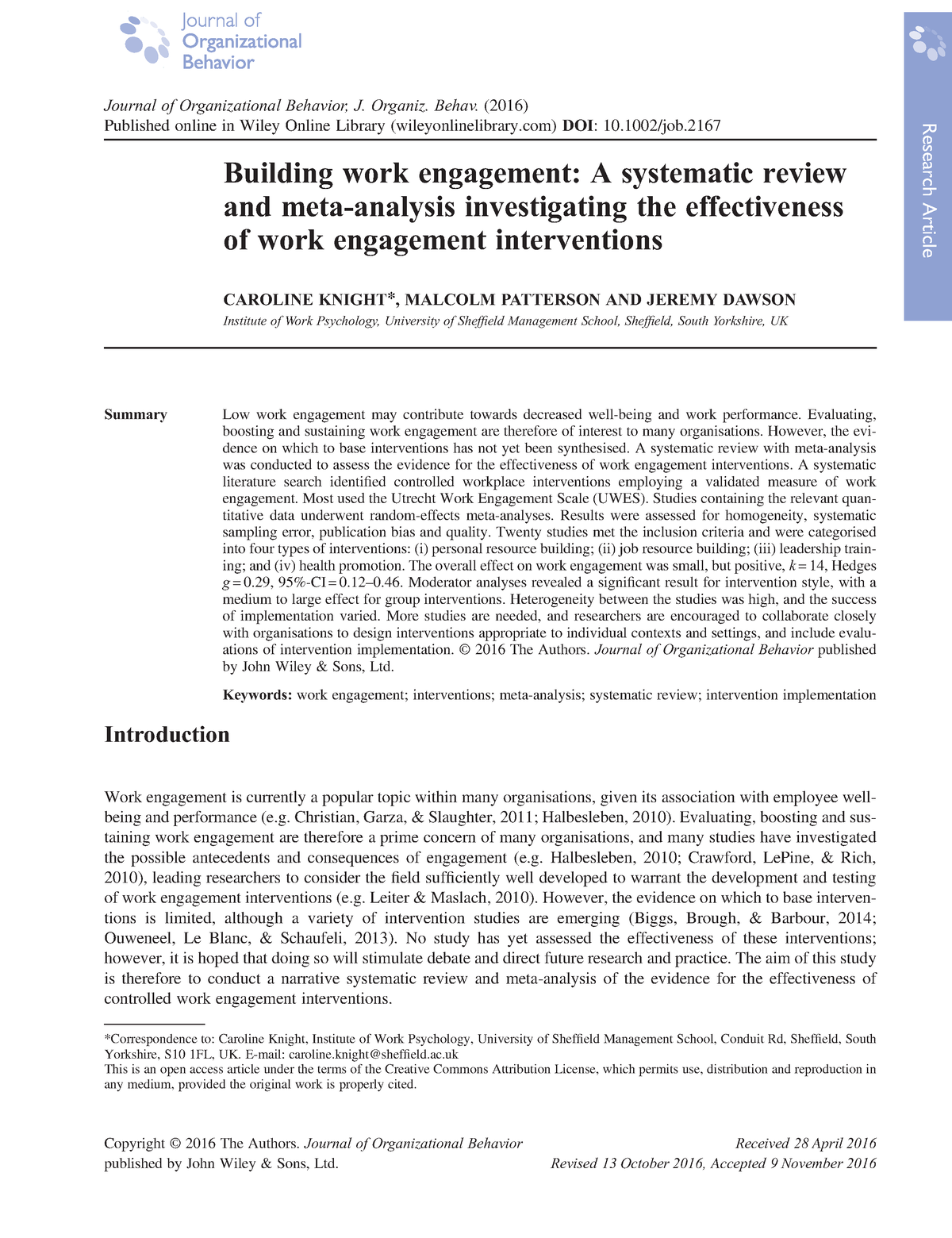 dissertation on work engagement