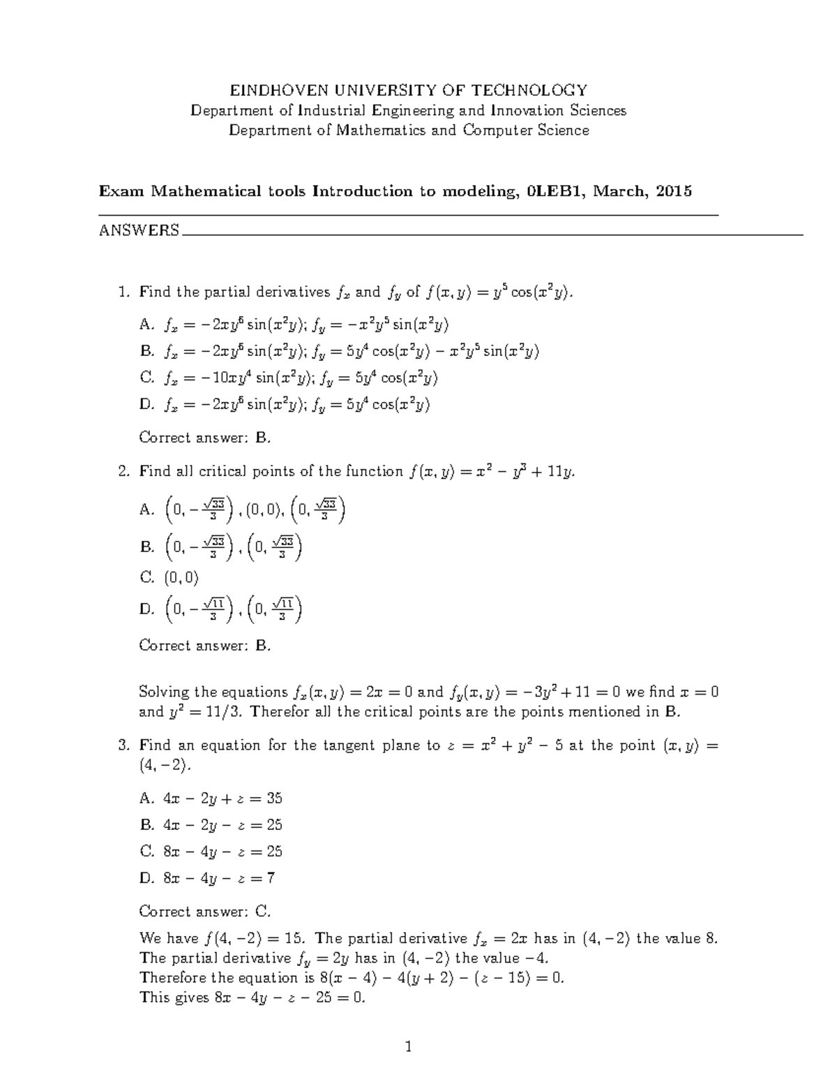 Exam March 15 Answers Studeersnel