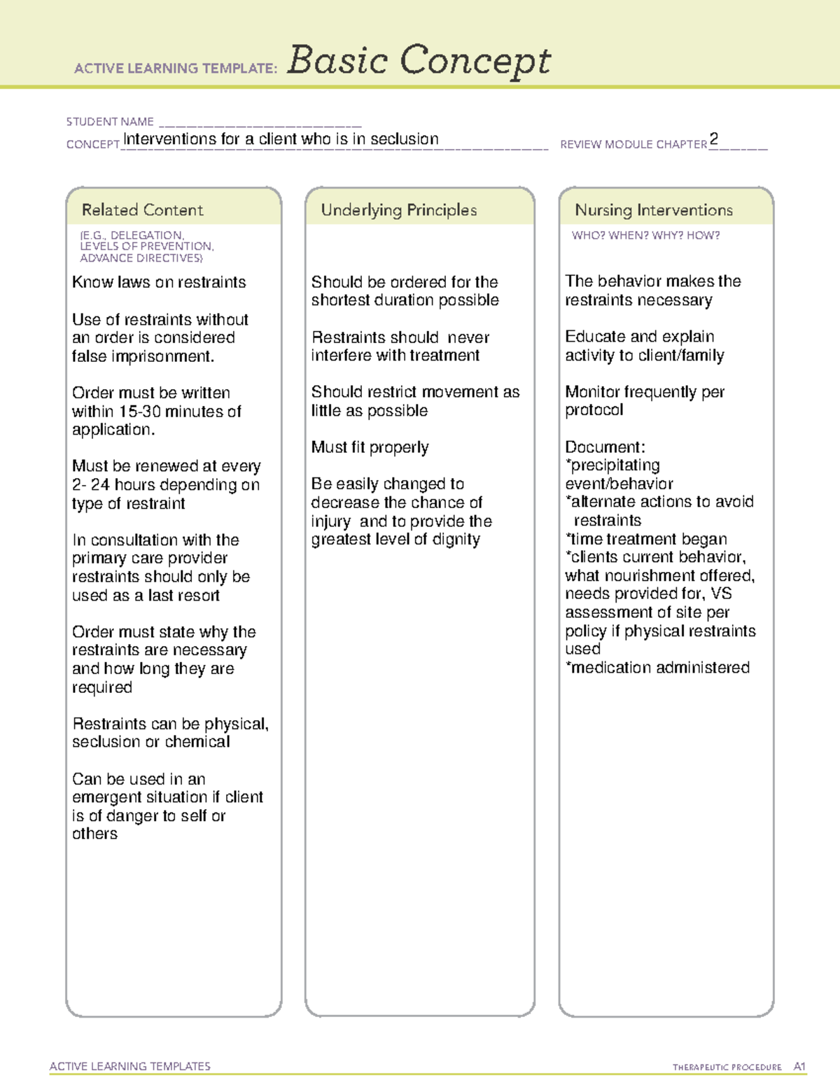 Mechanical Restraints for ATI Remediation ACTIVE LEARNING TEMPLATES