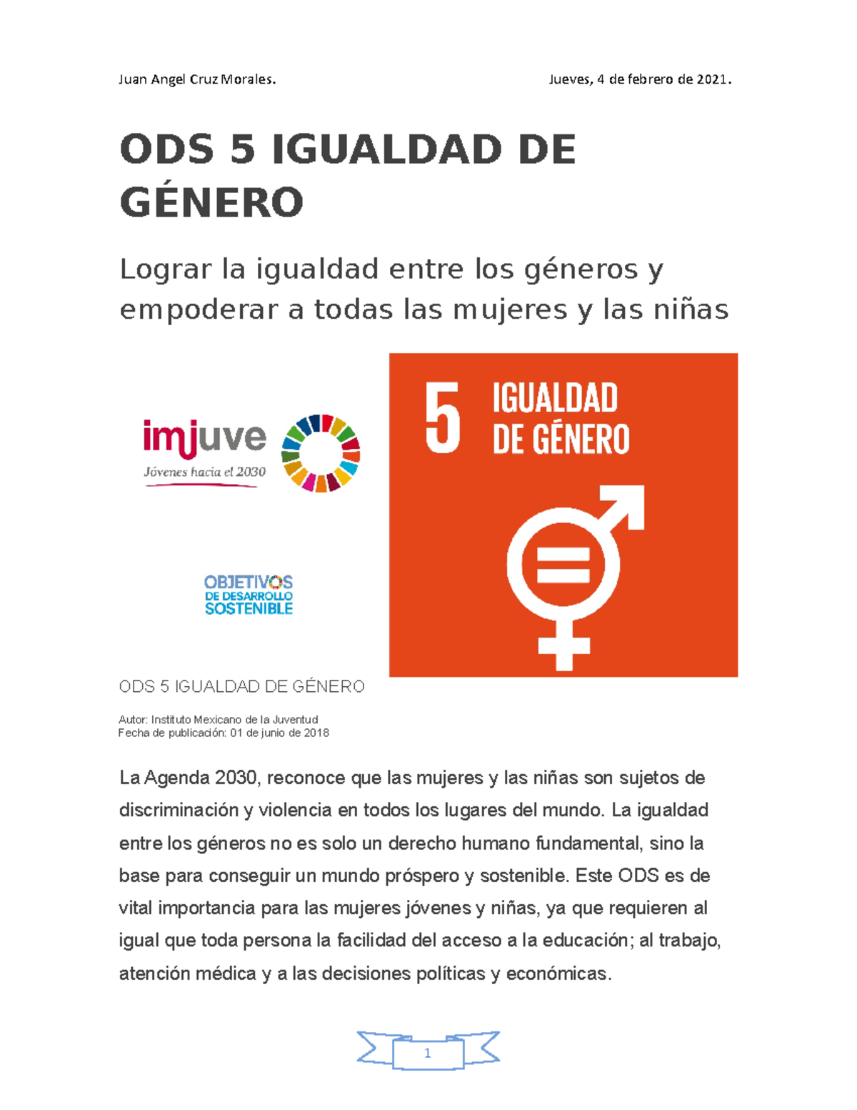 Igualdad de genero Formacion Civica Y Etica - ODS 5 IGUALDAD DE GÉNERO ...