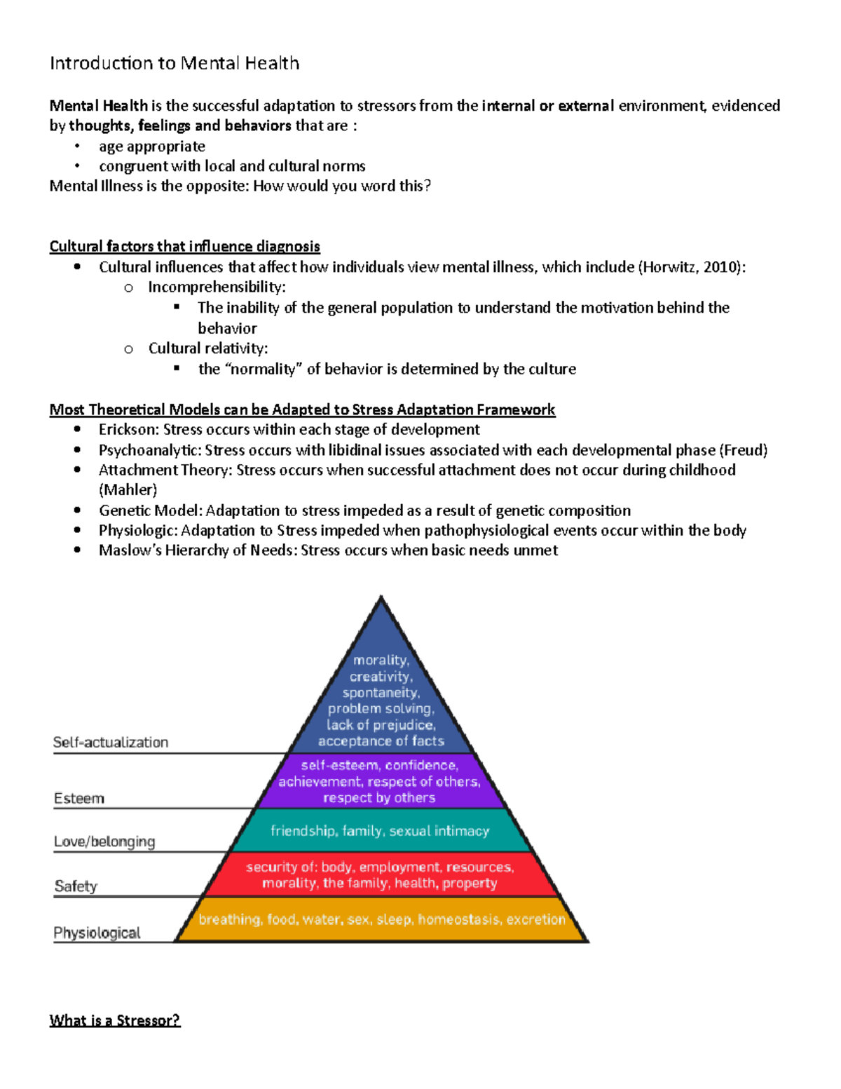 Introduction to Mental Health - Introduction to Mental Health Mental ...