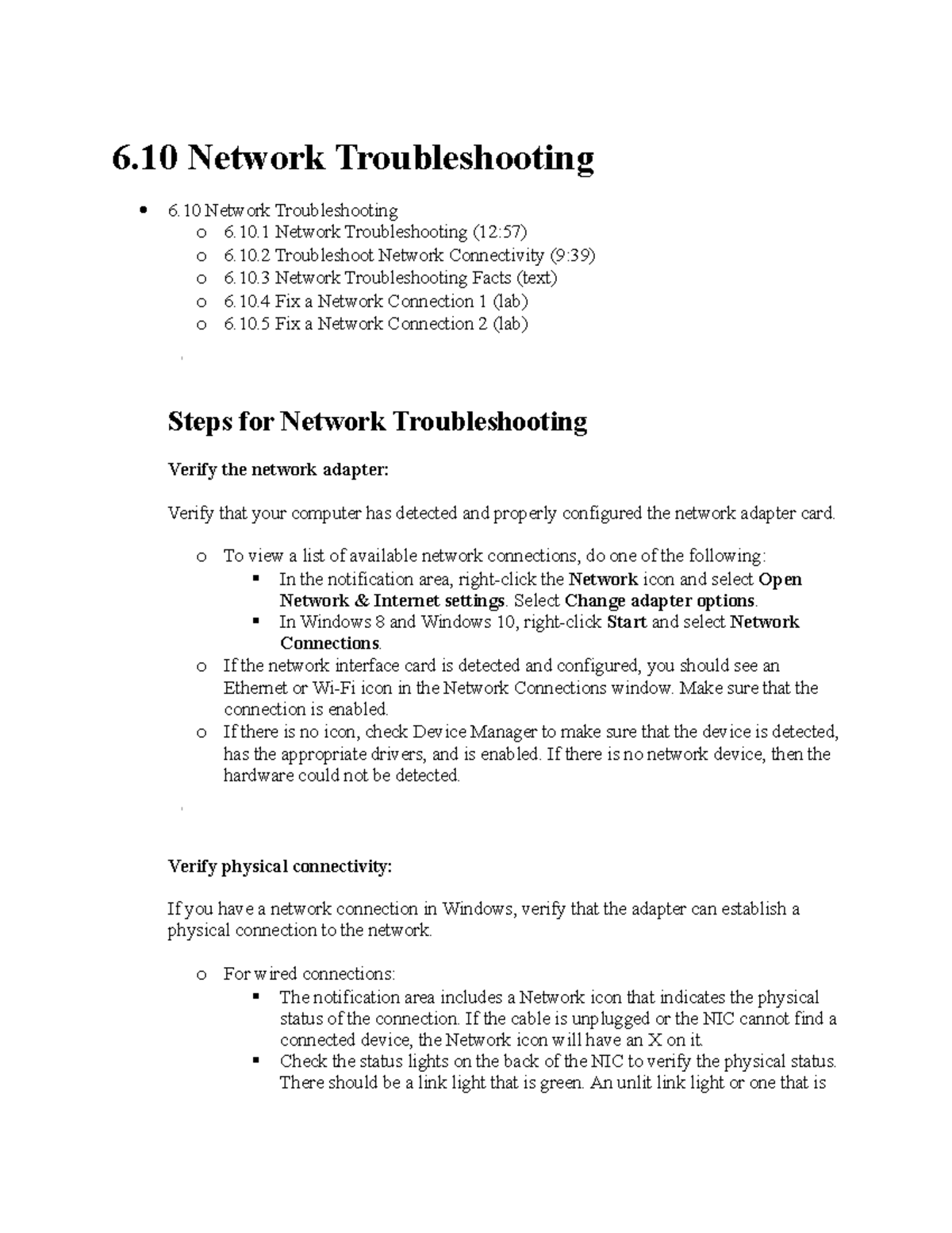 6.10 Network Troubleshooting - 6 Network Troubleshooting 6 Network ...