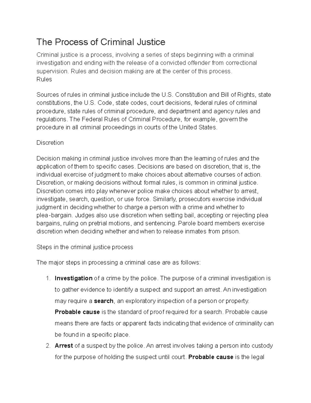 The process of criminal justice - The Process of Criminal Justice ...