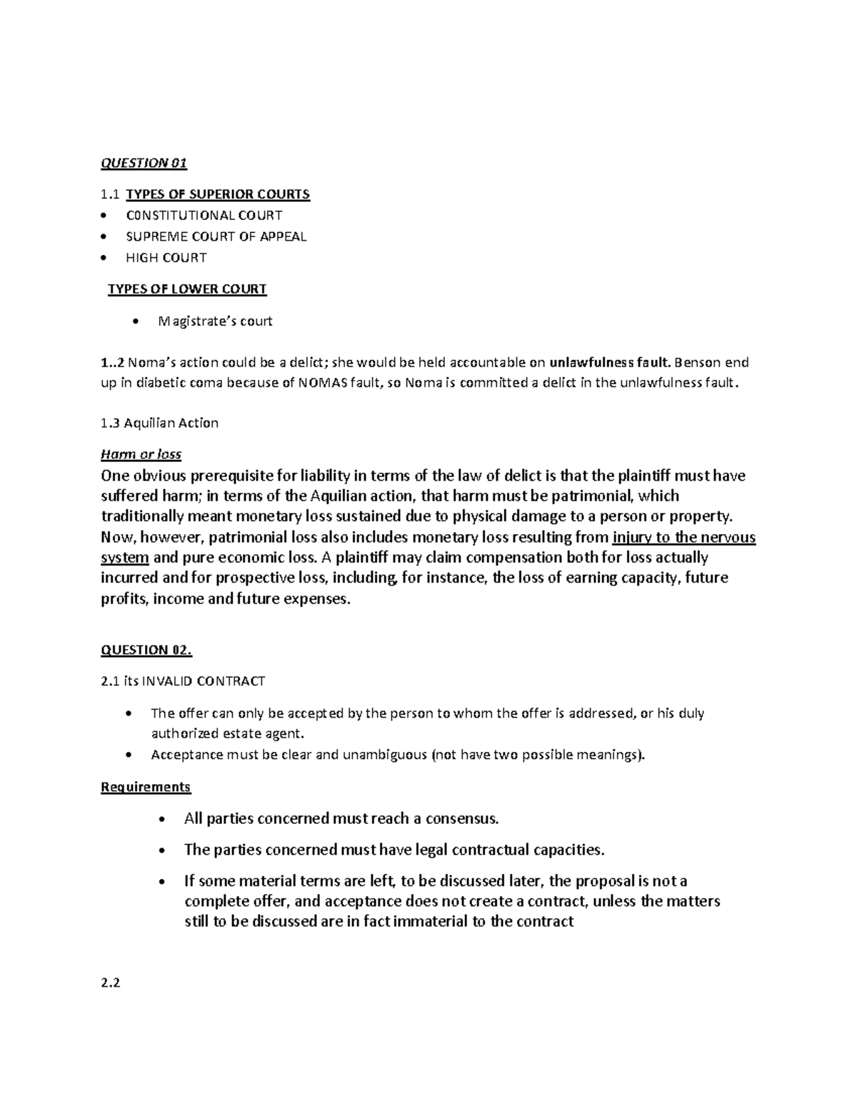 Ccommercial law 4 notes - QUESTION 01 1 TYPES OF SUPERIOR COURTS ...