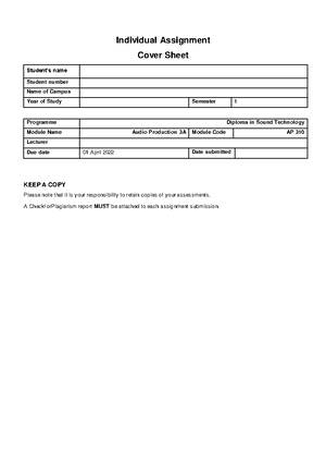 2021 individual Assignment 1 - Software Engineering 1A Individual ...