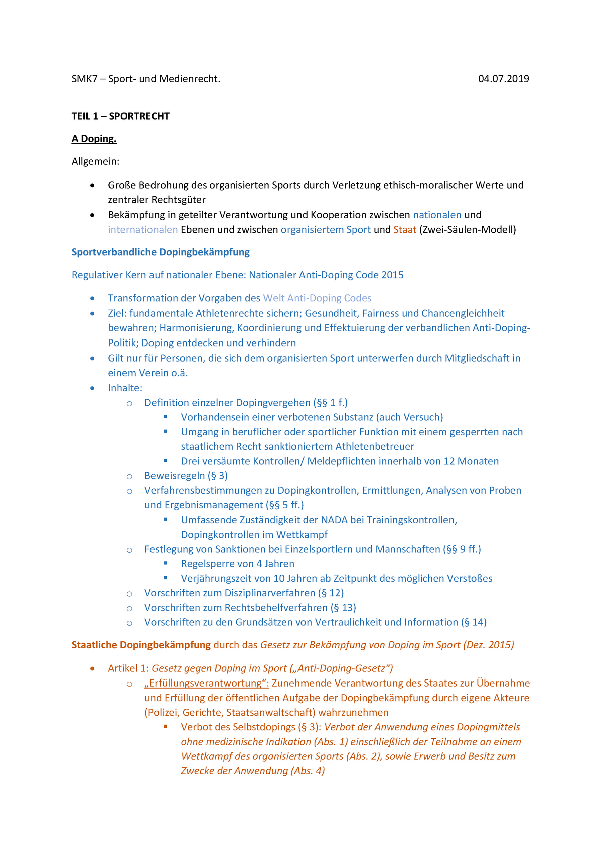 SMK7 - Klausurvorbereitung - SMK7 – Sport- Und Medienrecht. 04. TEIL 1 ...