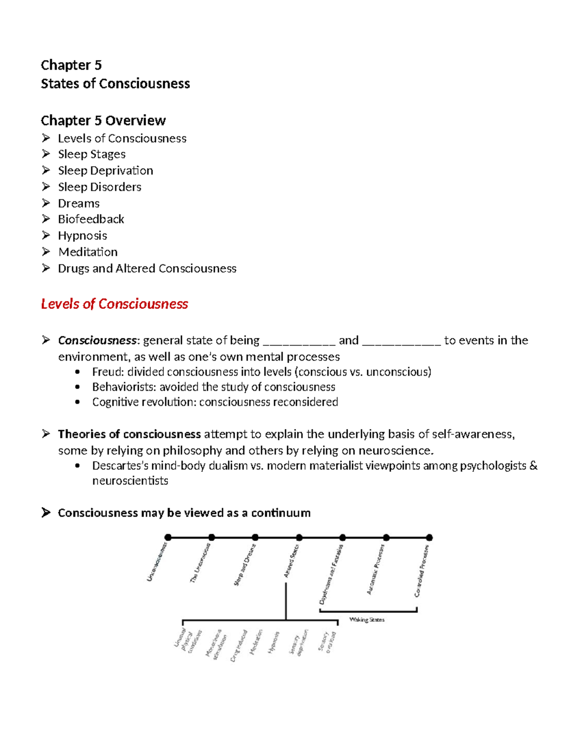 Chapter 5 Outline Notes - Chapter 5 States of Consciousness Chapter 5 ...