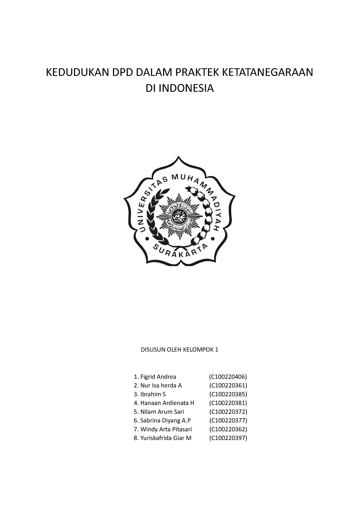 Kedudukan DPD DAN Implikasi Dalam Praktek Ketatanegaraan DI Indonesia ...