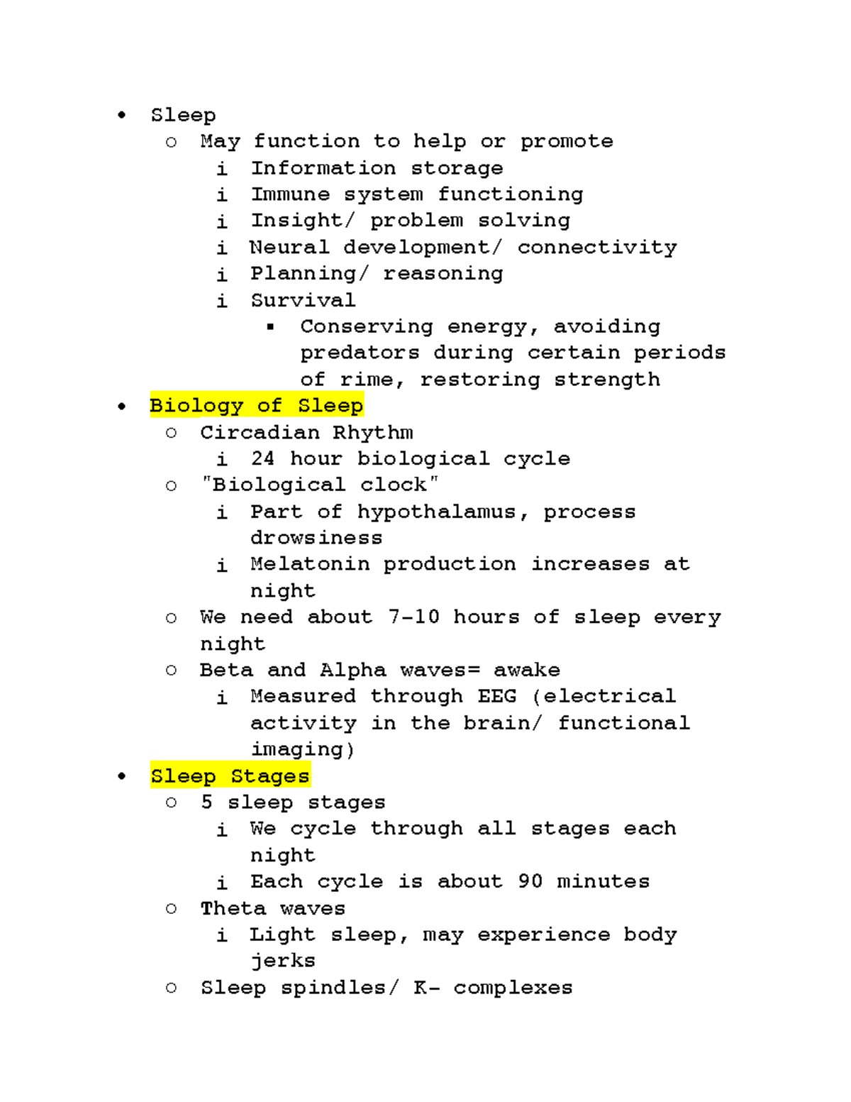 Chapter 5 Lecture - PSY2012 - Sleep May Function To Help Or Promote I ...