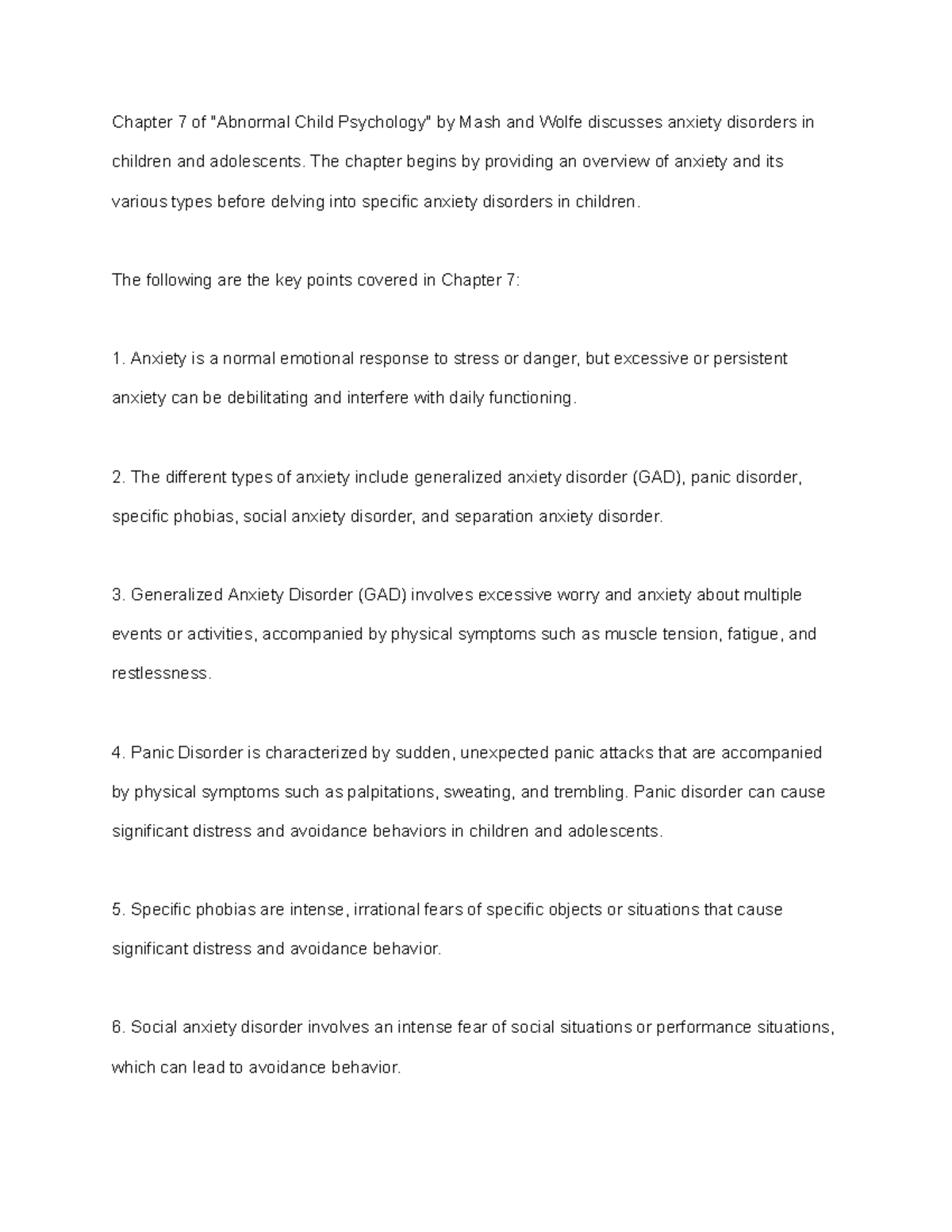 Chpater 7 psy - chapter 7 critical summary - Abnormal Child Psychology ...