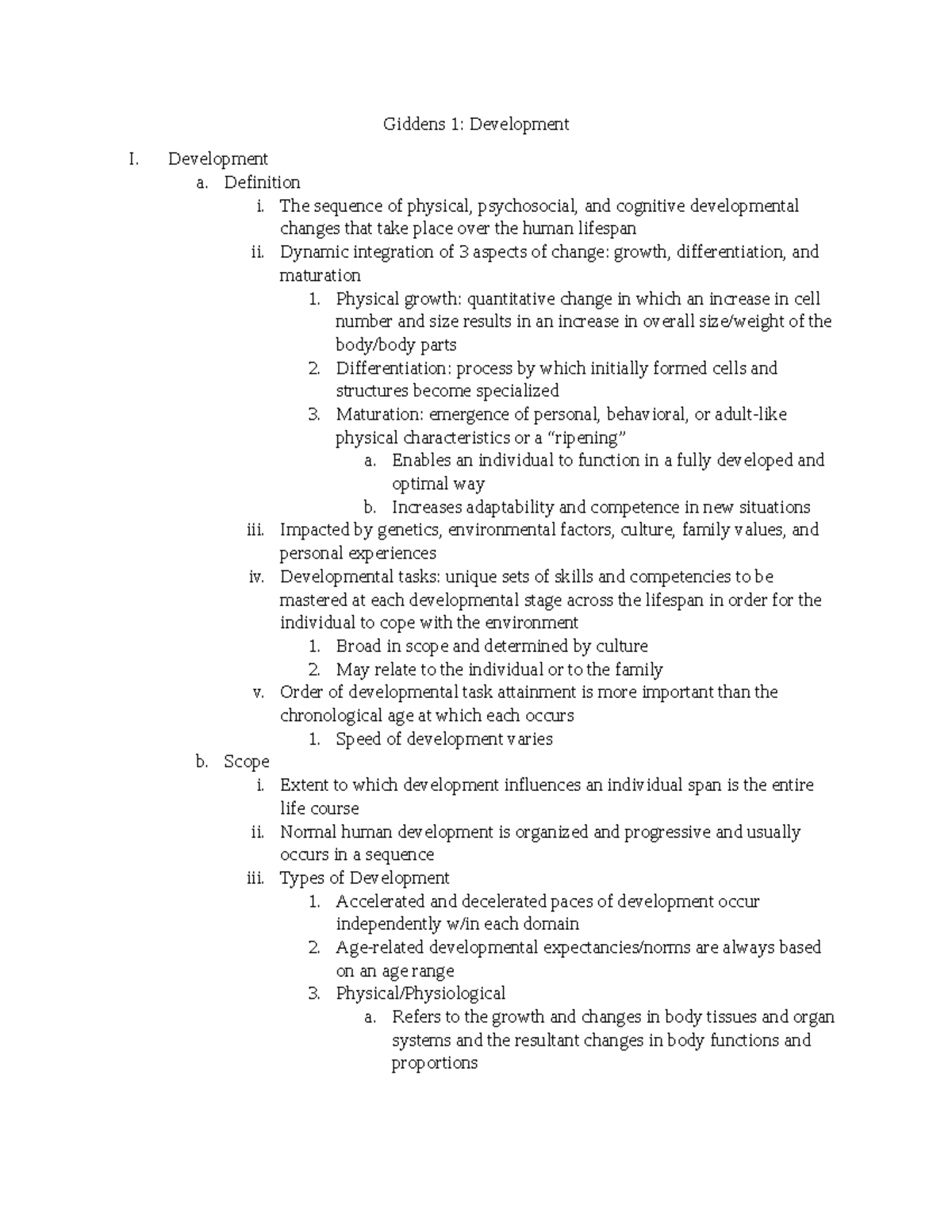 Concepts of Nursing Practice Chapter 1 Giddens 1 Development I