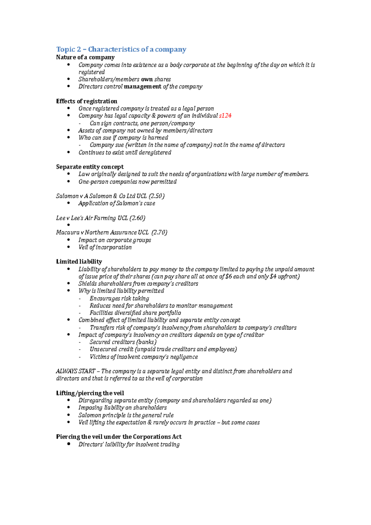 Topic 2 – Characteristics of a company - Topic 2 Characteristics of a ...