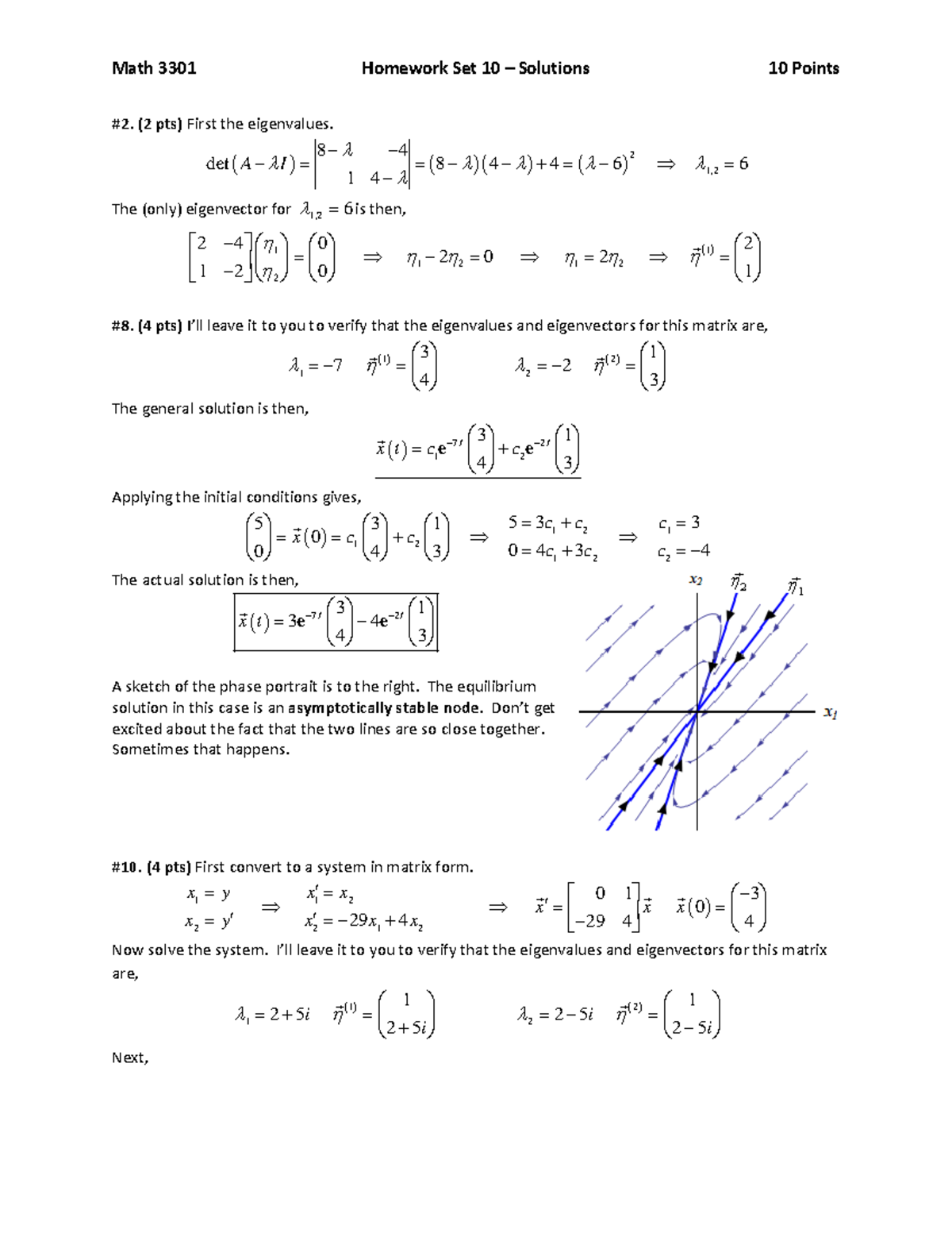 Hw 10 spring 2017 answers - Math 3301 Homework Set 10 Solutions 10 ...