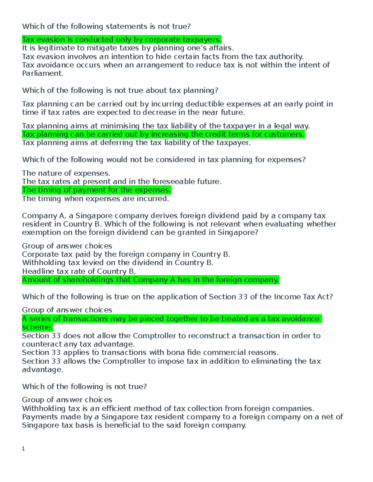 309 PCOQ01 Online Quiz Which of the following statements is not