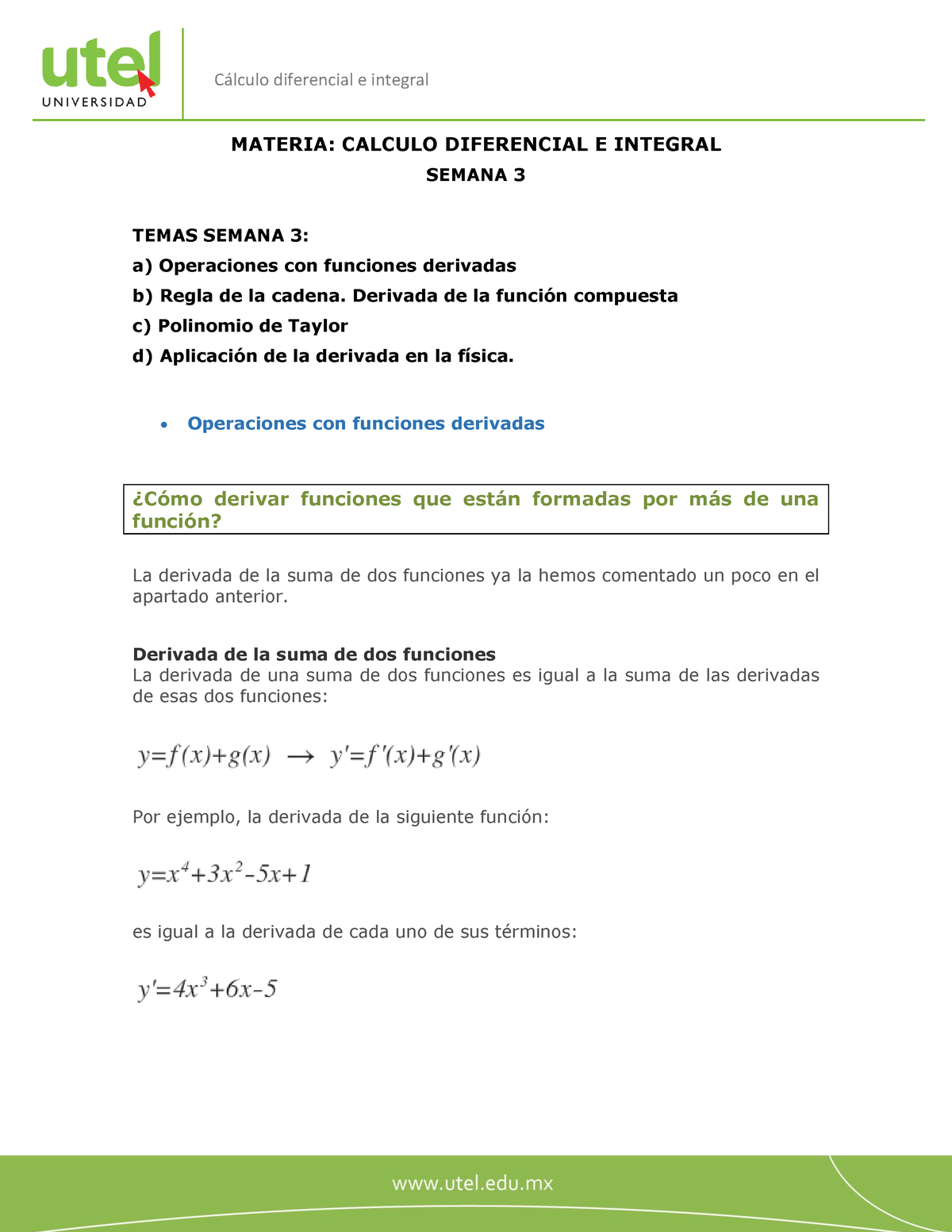 Calculo Diferencial E Integral Semana 3 PF - MATERIA: CALCULO ...