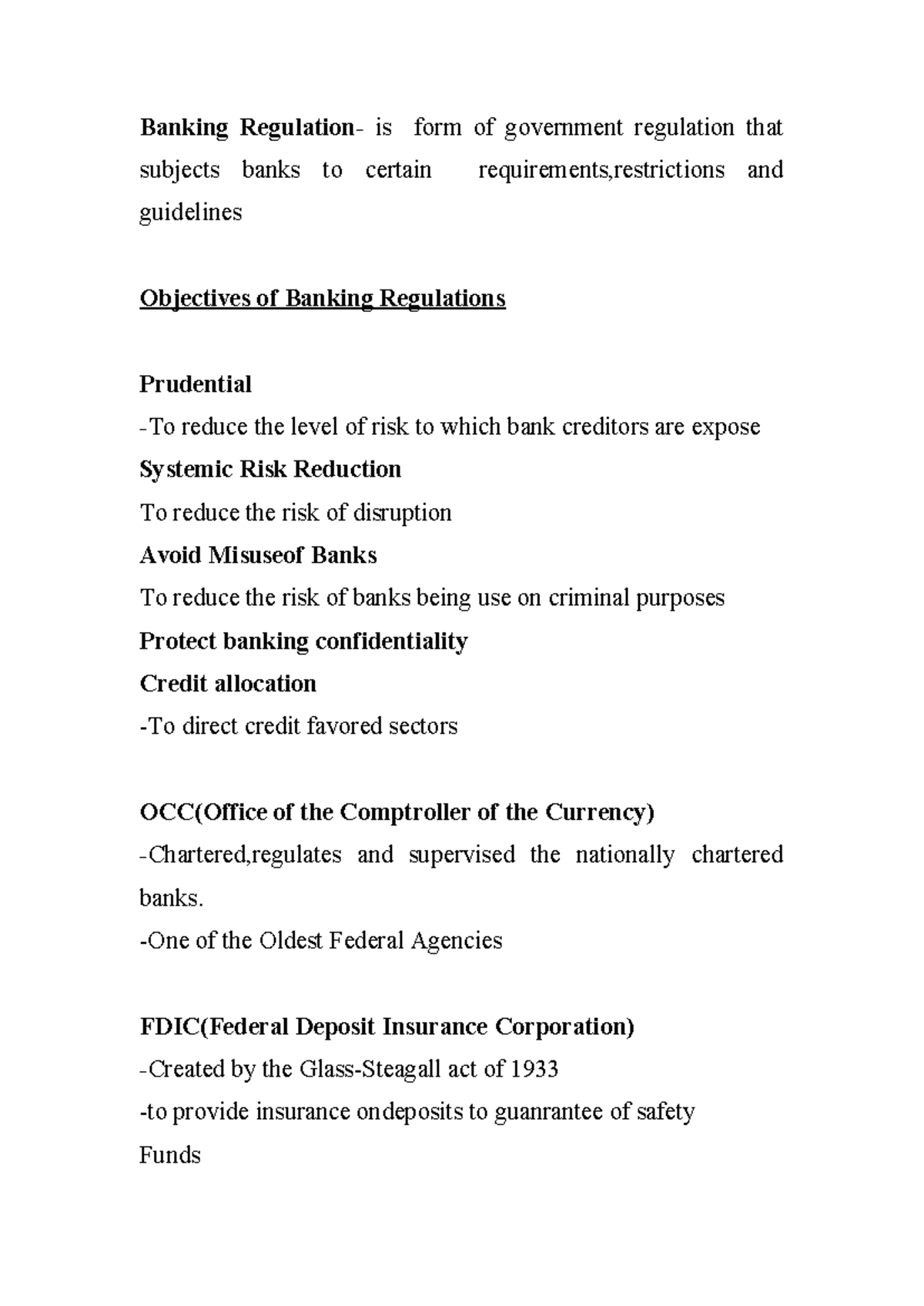 Banking Regulation -One of the Oldest Federal Agencies FDIC(Federal ...