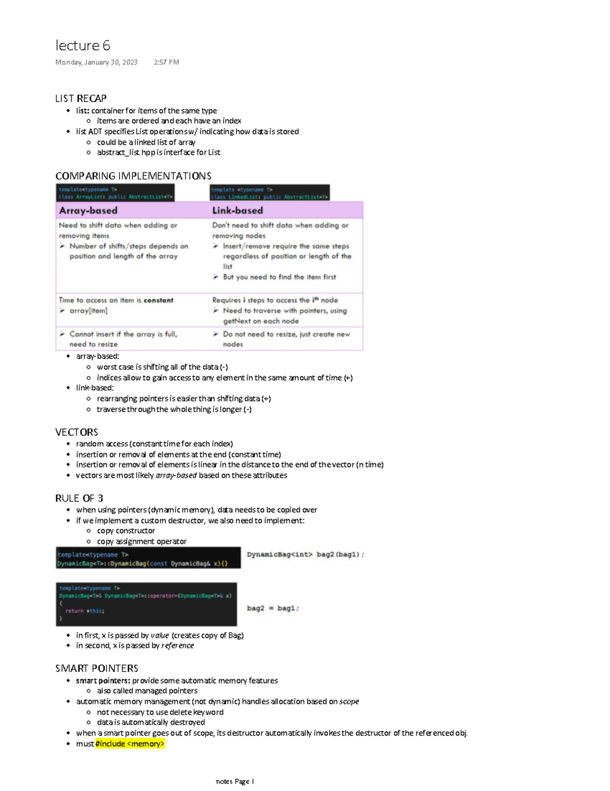 Lecture 6 - lect6 - LIST RECAP list: container for items of the same ...