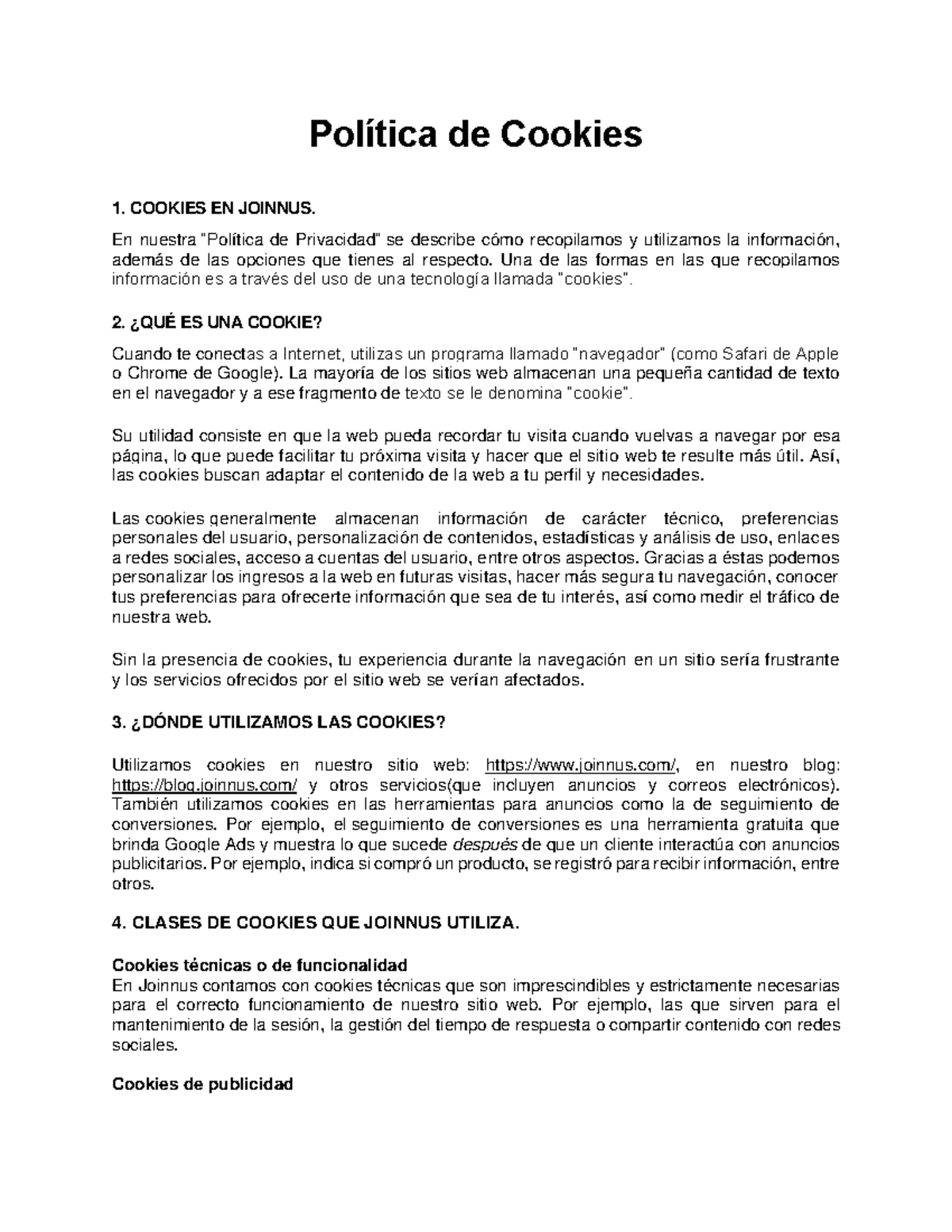 Politica De Cookies