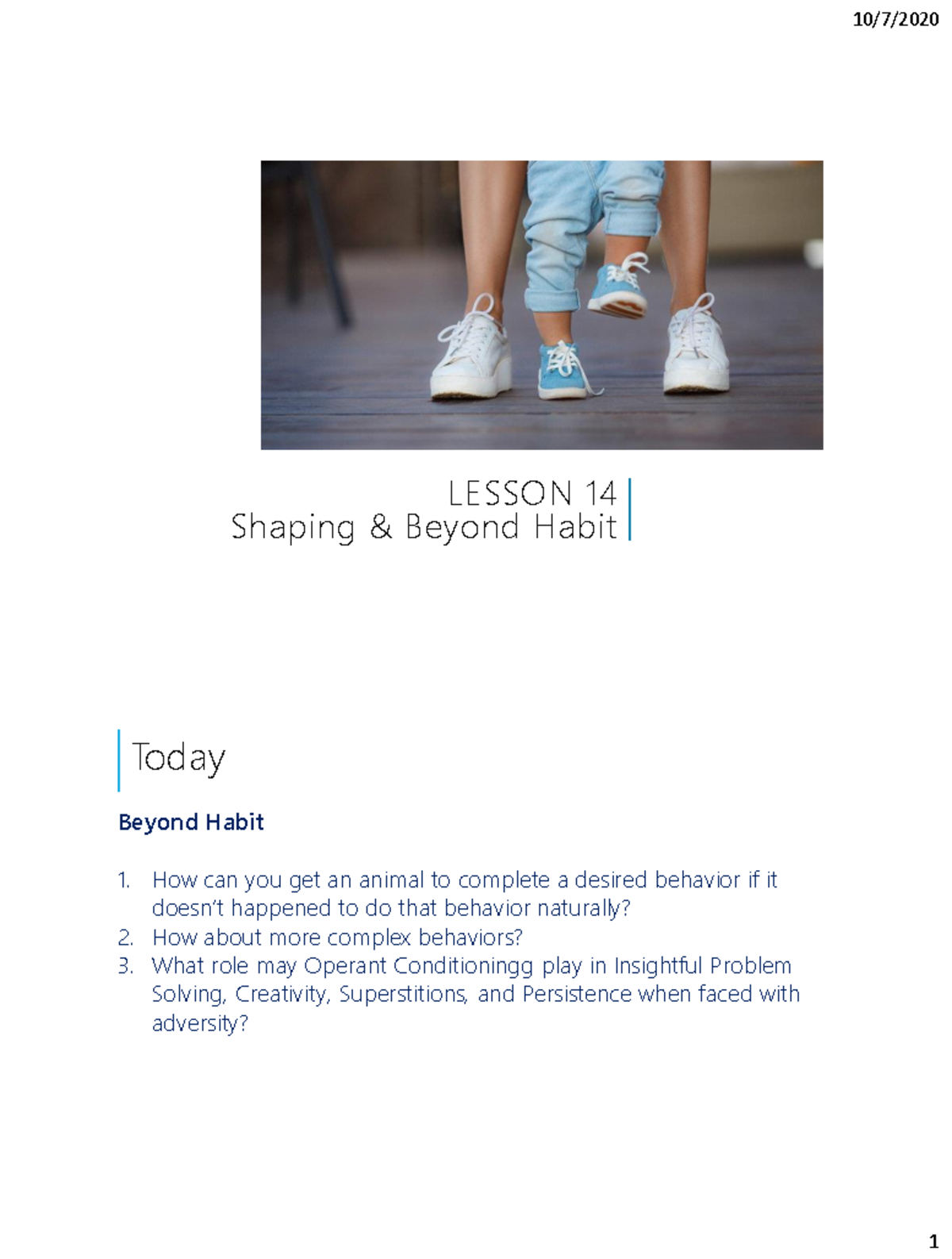 Lesson+14-Beyond+Habit - LESSON 14 Shaping & Beyond Habit Today ...