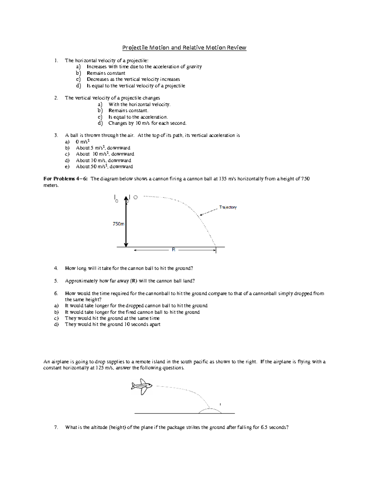 Review Pap Projectile And Relative Motion Projectile Motion And Relative Motion Review The Studocu