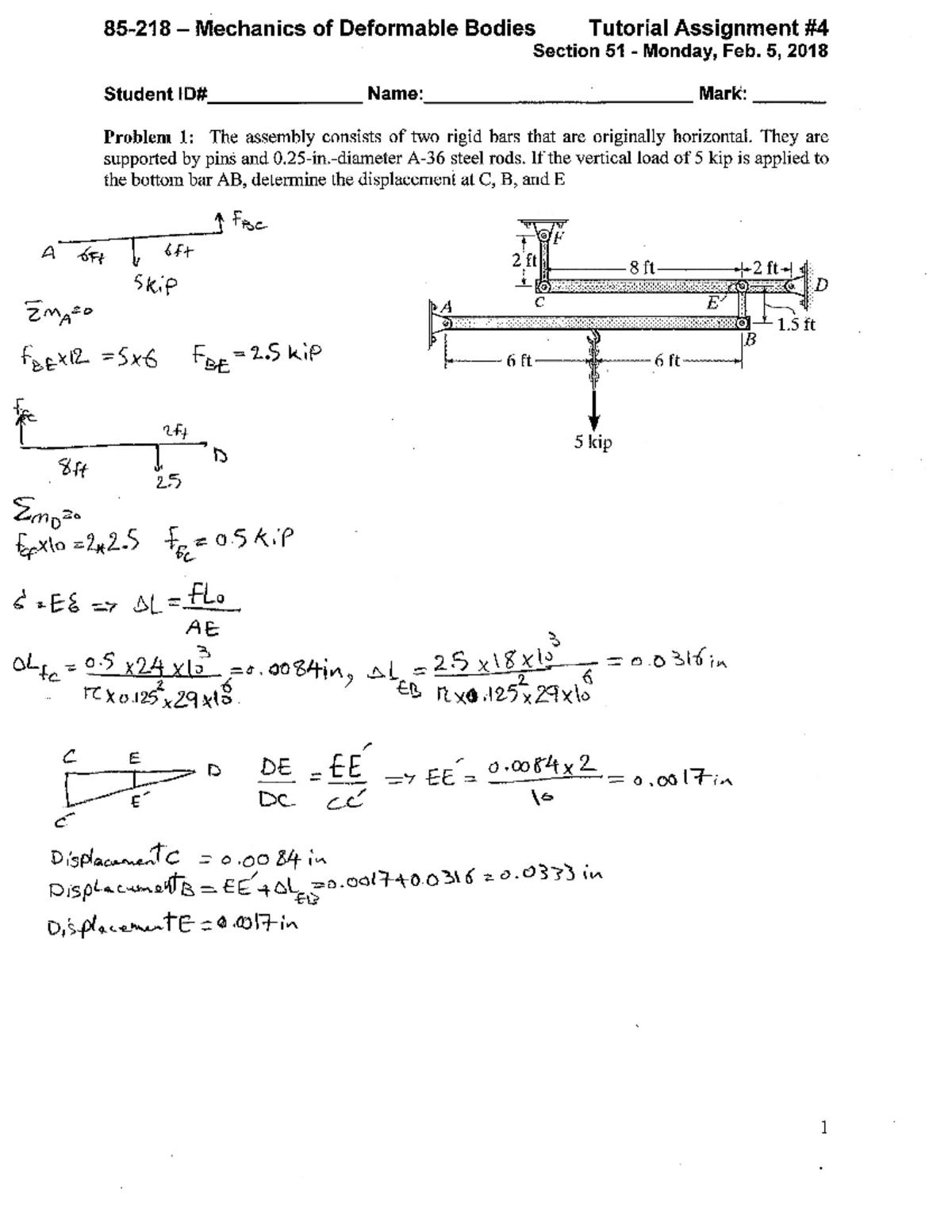 85 218 TA4 51 Solutions - 85—218 — Mechanics of Deformable Bodies ...