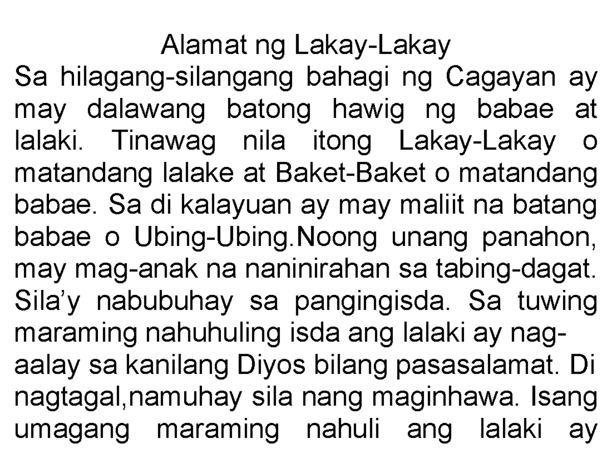 420615414 Alamat Ng Lakay lakay - Alamat ng Lakay-Lakay Sa hilagang ...