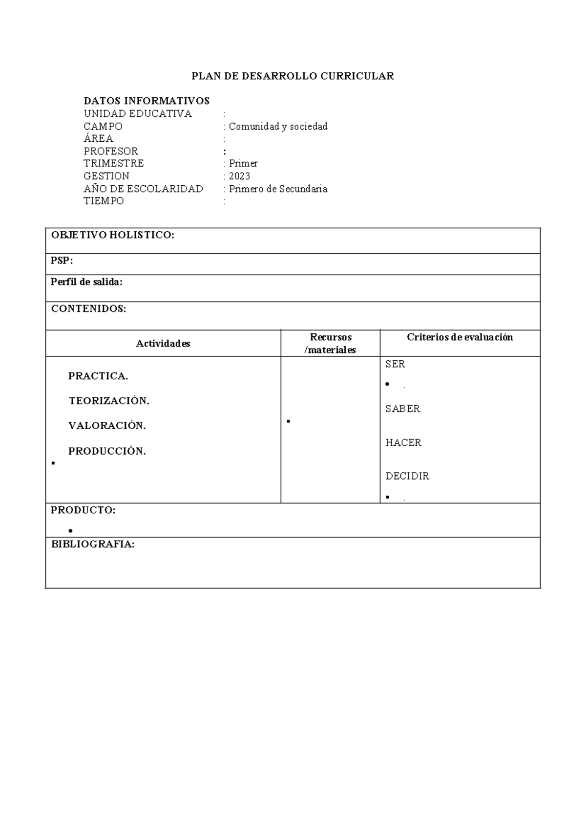 PDC Vacio - Gestión de calidad - PLAN DE DESARROLLO CURRICULAR DATOS ...