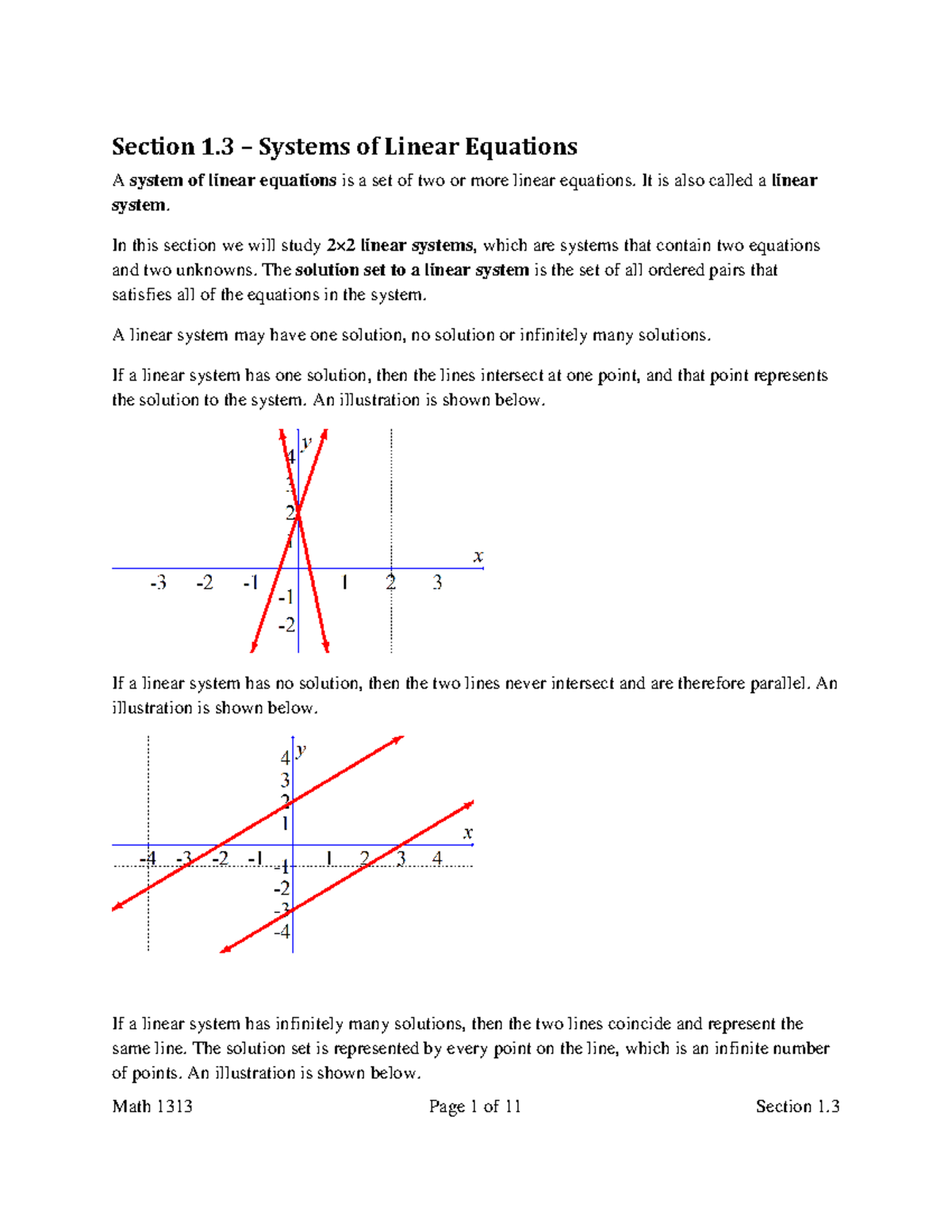 Systems of Linear Equations - Section 1.3 - Section 1 – Systems of ...