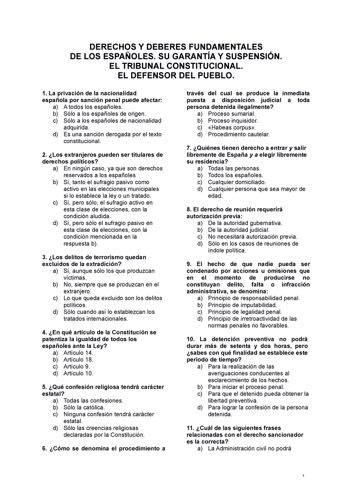 TEST - Derechos Y Deberes Fundamentales - 2 - DERECHOS Y DEBERES ...