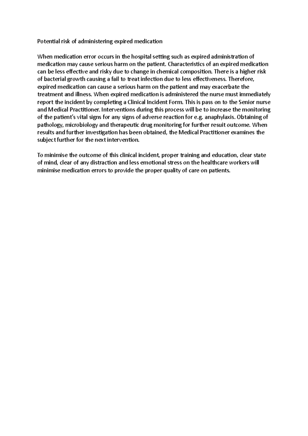 Image showcasing Potential risk of administering expired medication - Characteristics of ...