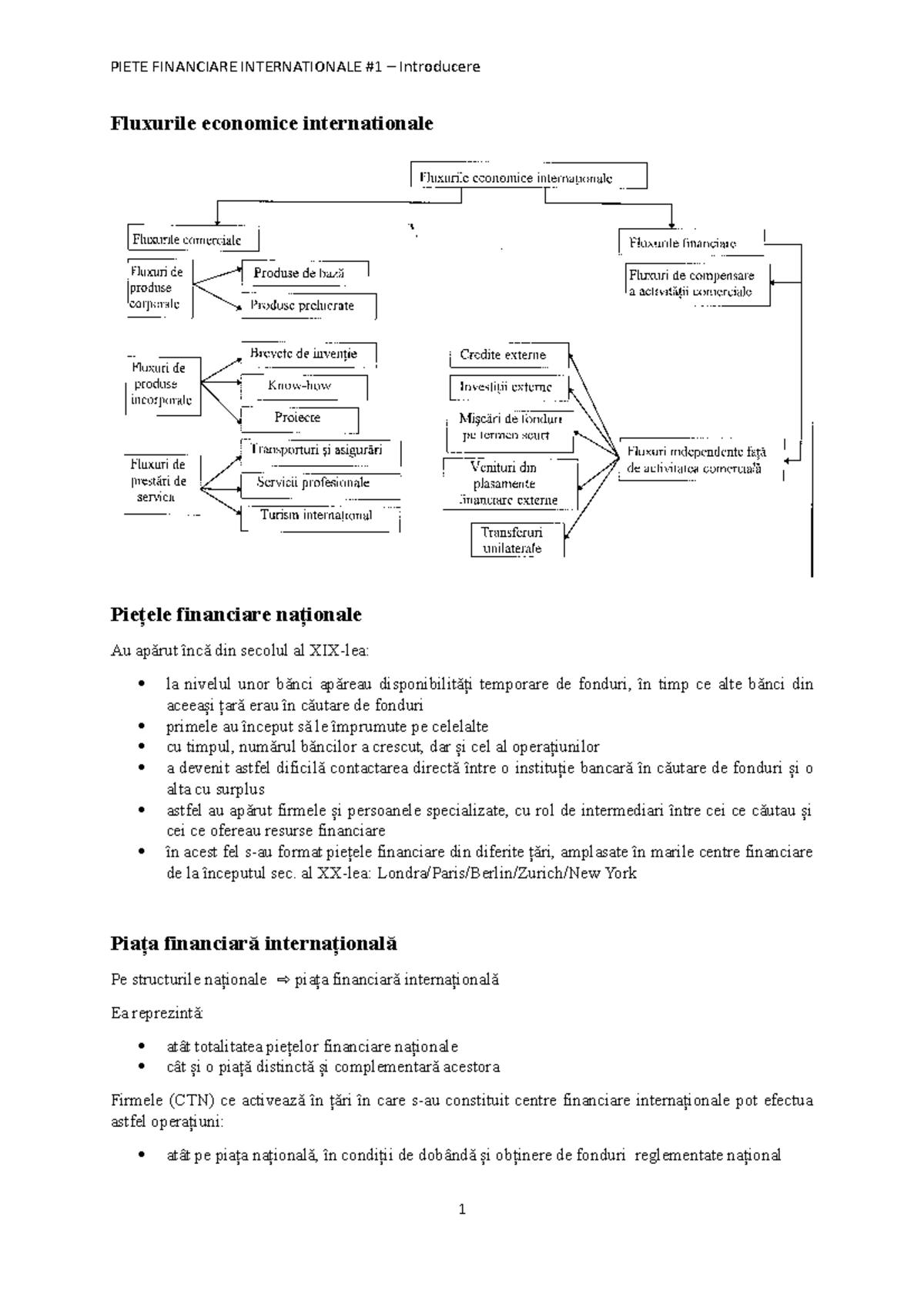 Piete Financiare Internationale 1 Introducere Fluxurile economice