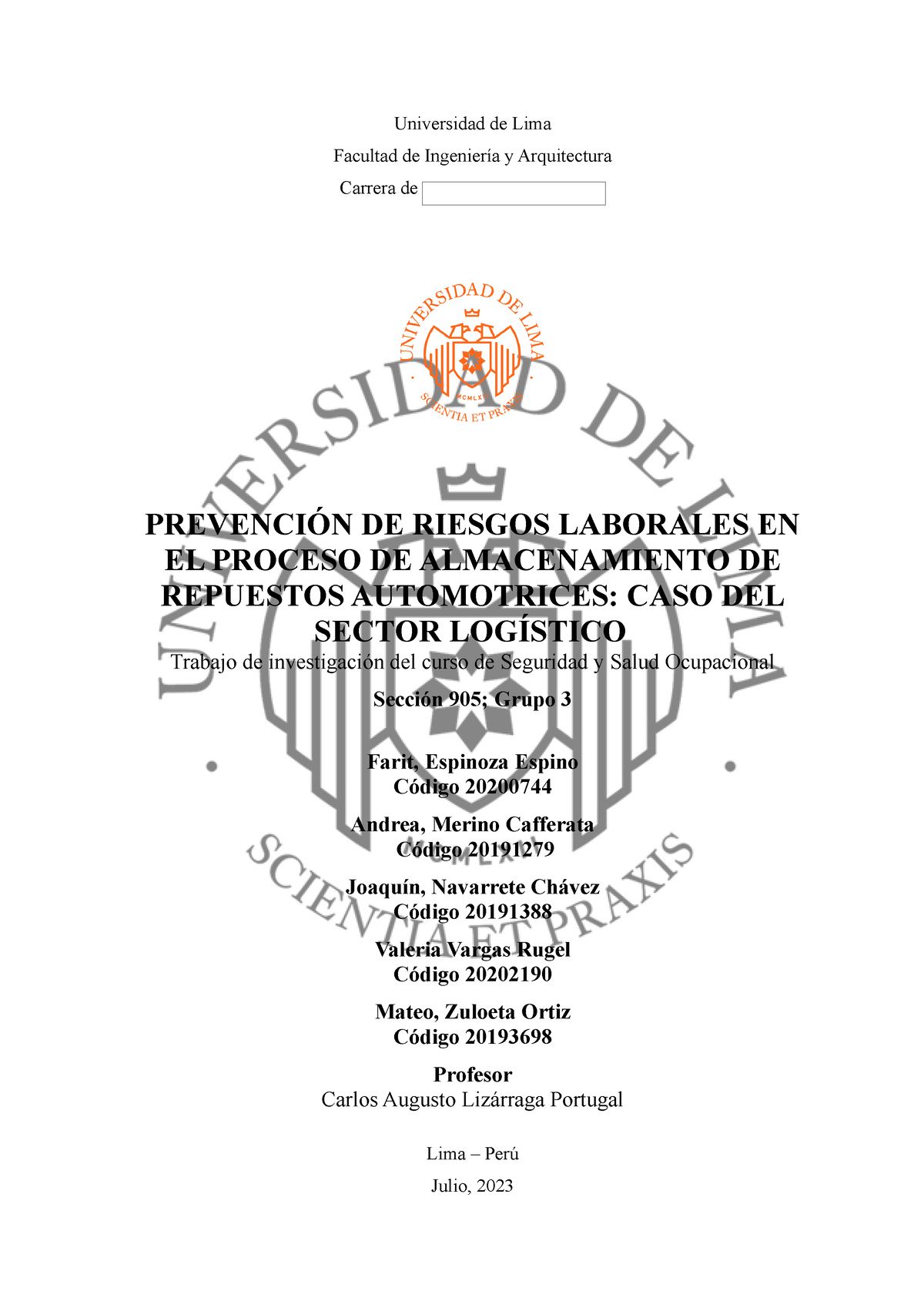 Trabajo De Investigación Grupo 3 Sector Logístico Universidad De Lima Facultad De Ingeniería Y 6376