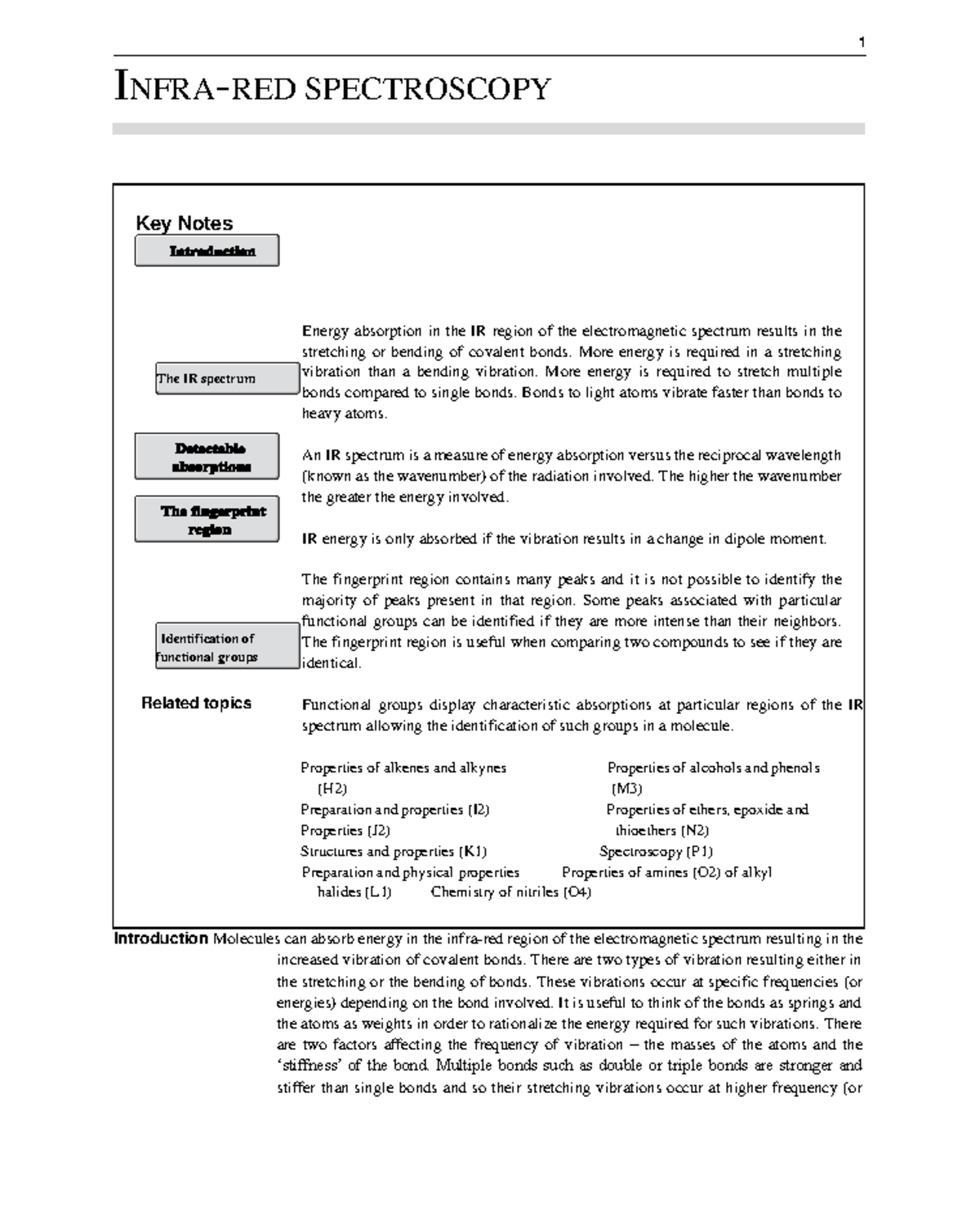 Infrared Spectroscopy 1 Infra Red Spectroscopy Key Notes The Ir