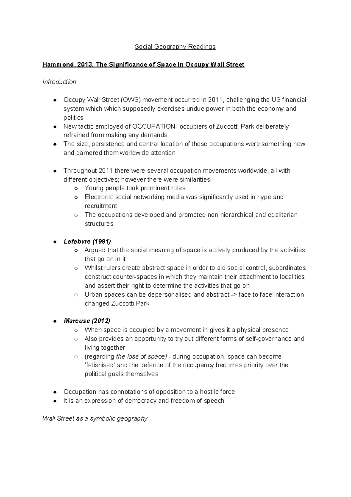 Social Geography Readings Social Geography Readings Hammond, 2013