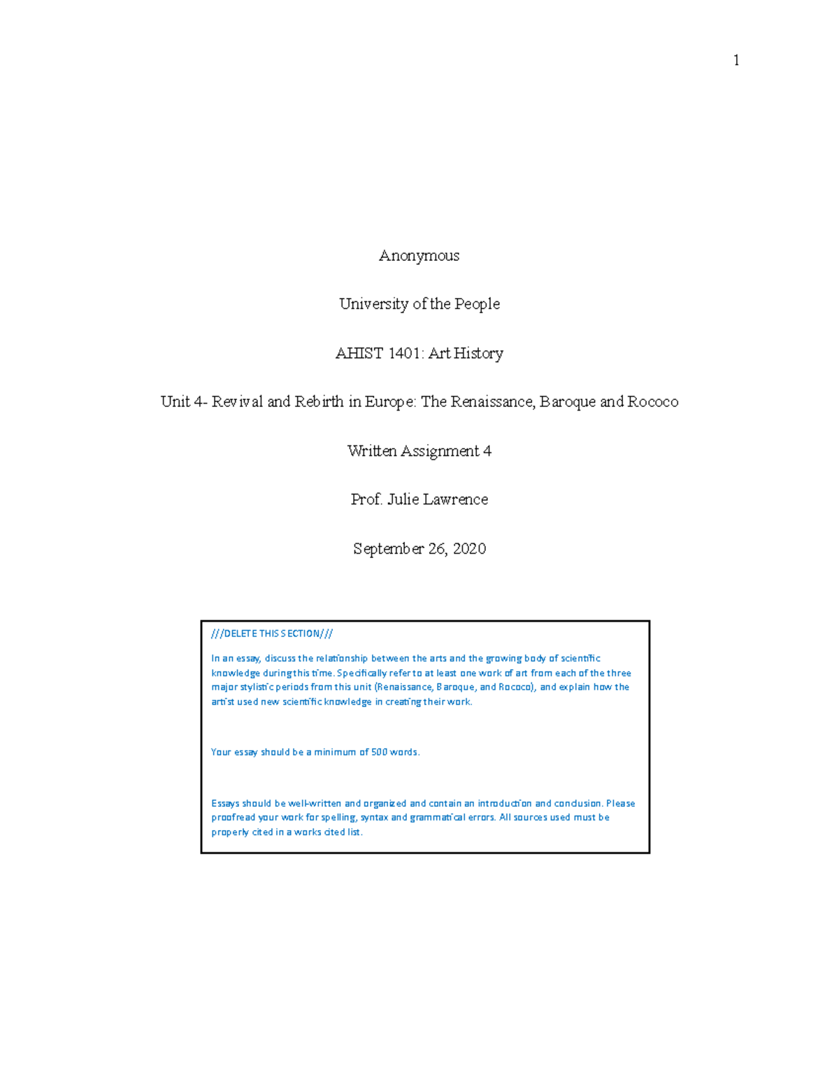 AHIST 1401 - Written 4 - Anonymous University of the People AHIST 1401 ...