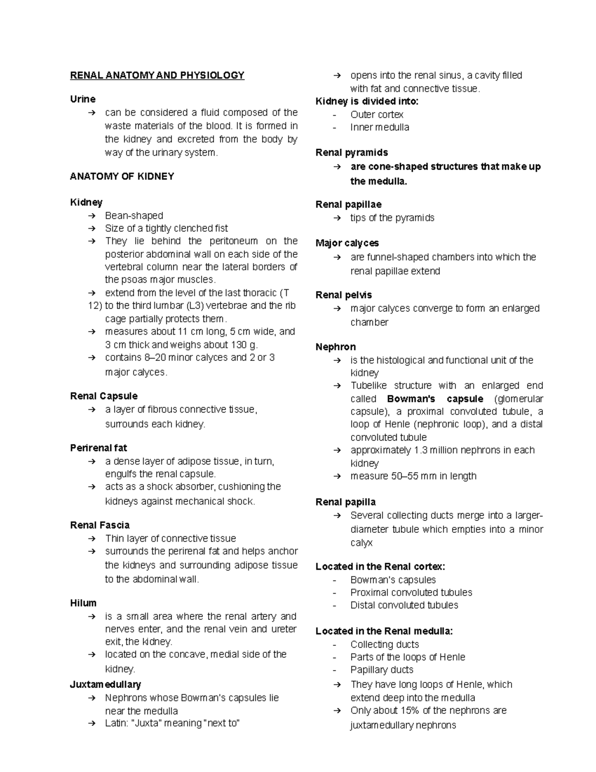 Renal Anatomy AND Physiology - RENAL ANATOMY AND PHYSIOLOGY Urine can ...
