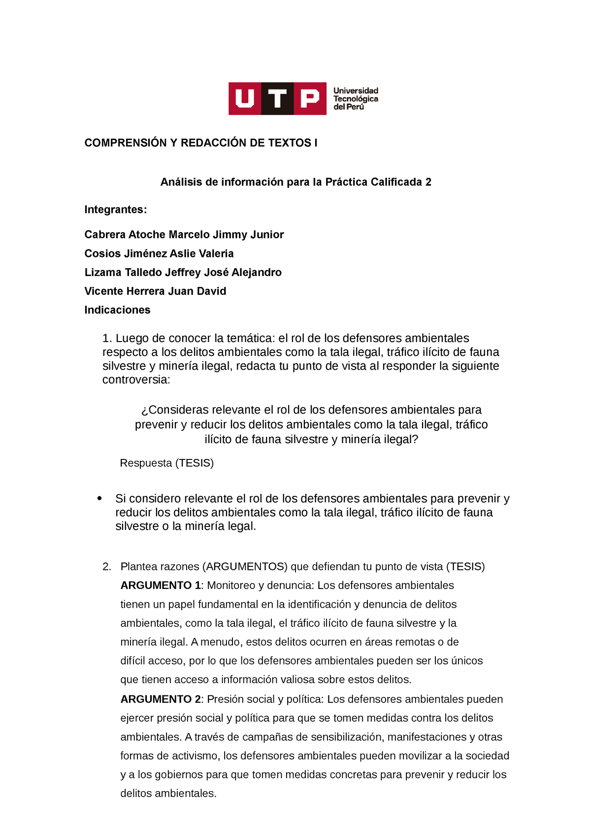 Semana 13 - Consigna Para La Tarea 1 - Comprension Y Redaccion De ...