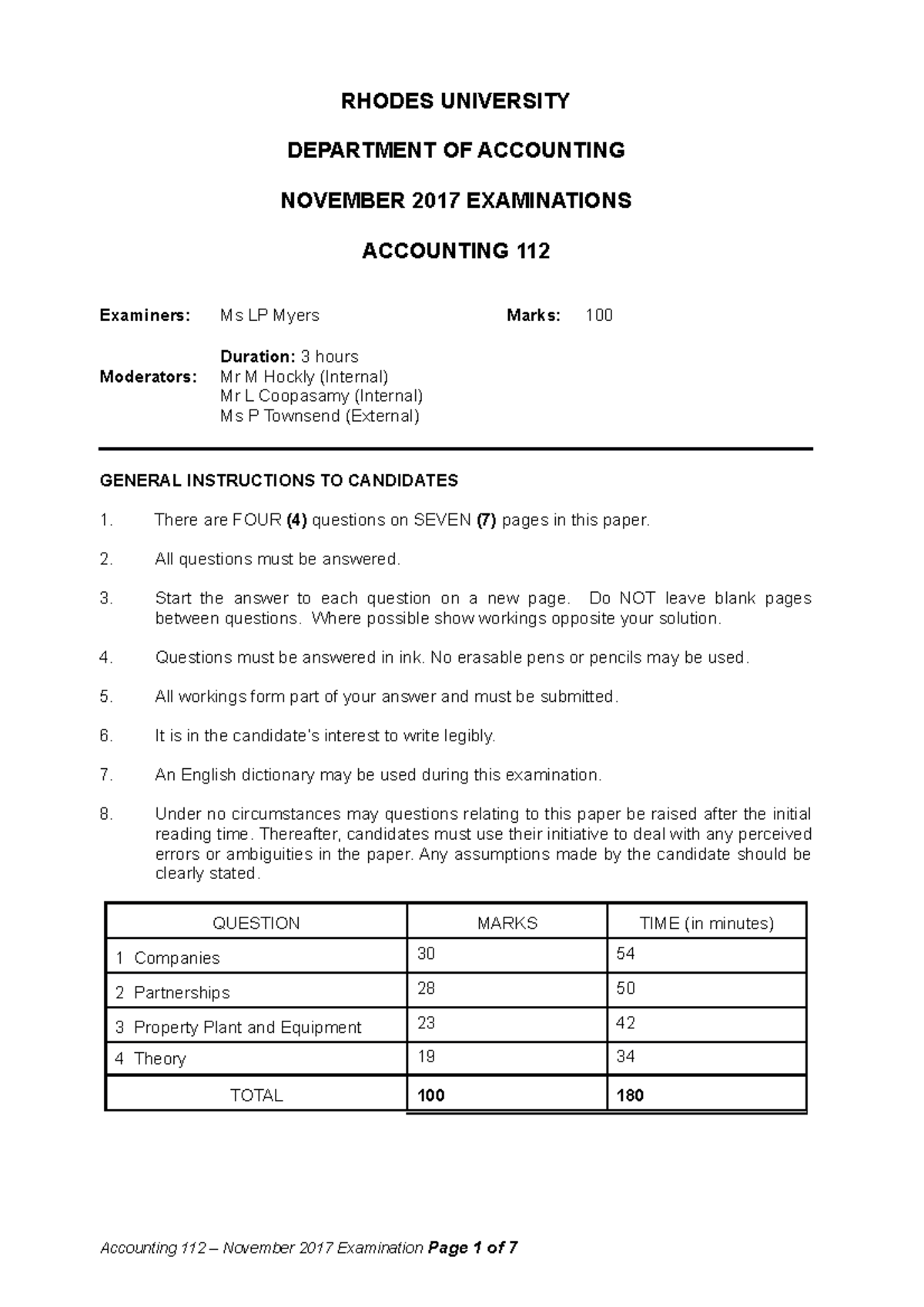 112 Nov 2017 - ACCOUNTING 1 Test accounting 112 practice test 2017 ...