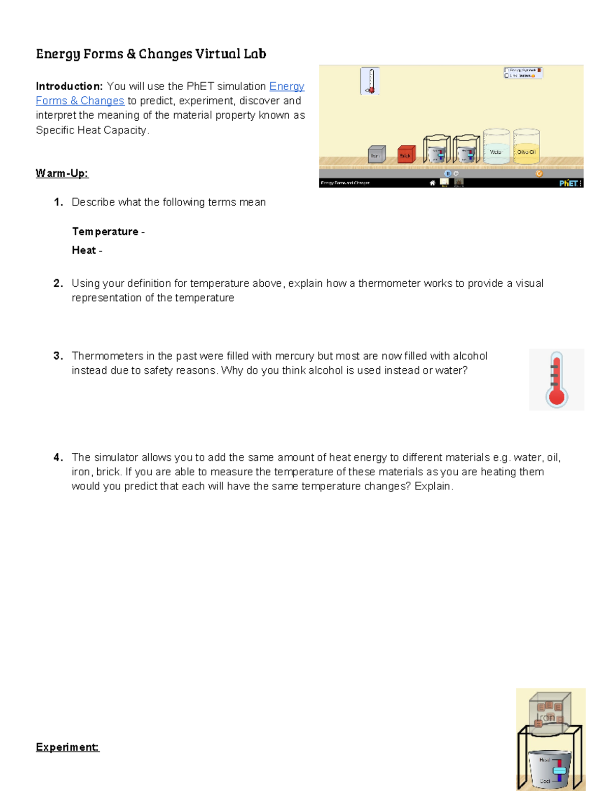 Ph ET - Energy Forms & Changes Virtual Lab - Energy Forms & Changes ...