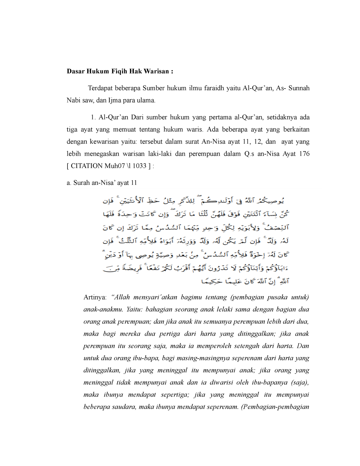 Dasar Hukum Fiqih Hak Warisan Al Quran Dari Sumber Hukum Yang