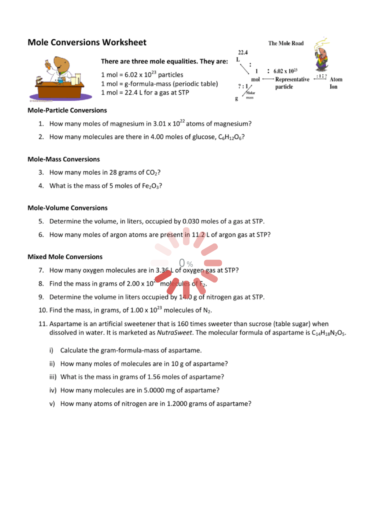 Mole Conversions Worksheet - Chemical Engineering - 0 % - Studocu