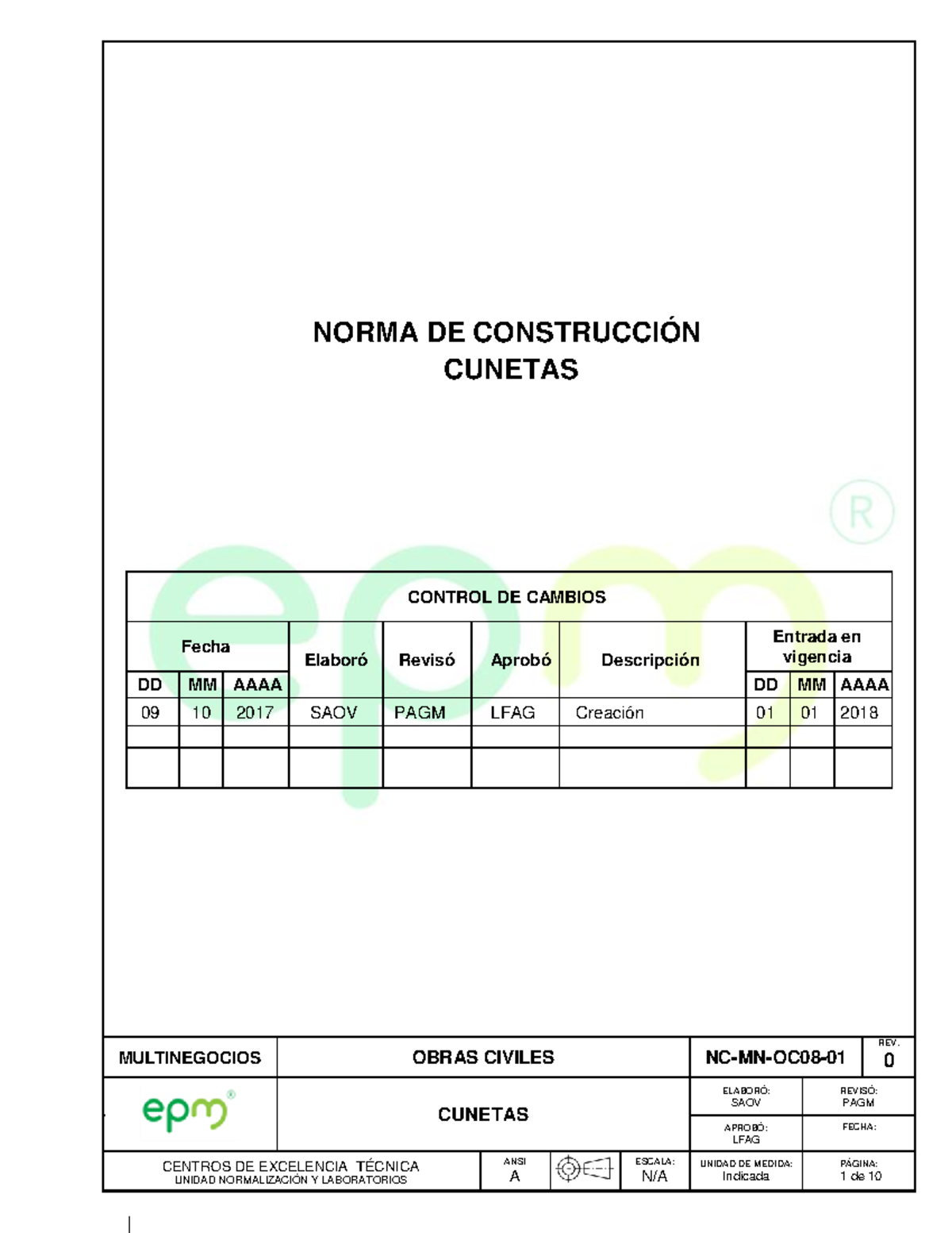 Cunetas EPM - MULTINEGOCIOS OBRAS CIVILES NC-MN-OC08- 01 REV. 0 CUNETAS ...