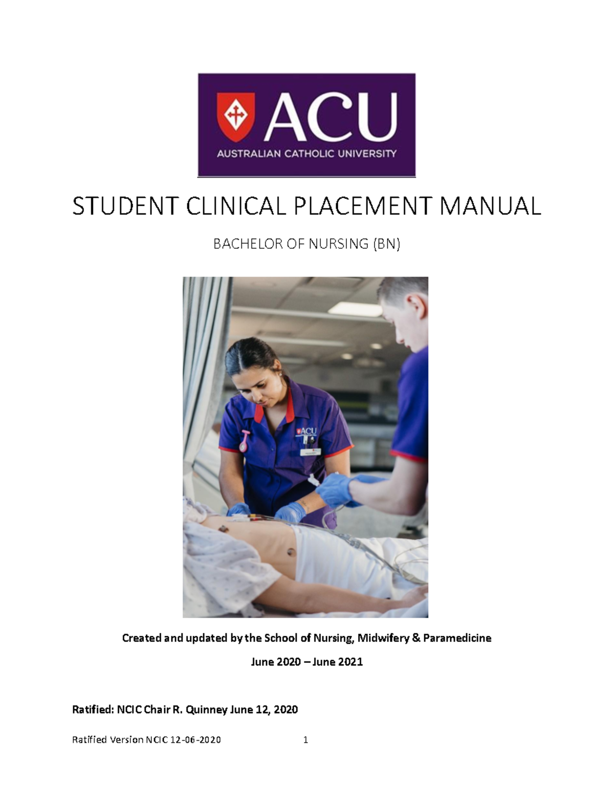 ACU Student Clinical Placement Manual - STUDENT CLINICAL PLACEMENT ...