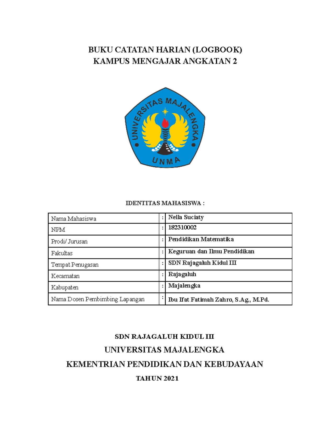 Logbook HARI 27 - 01 September 2021 Kampus Mengajar - BUKU CATATAN ...