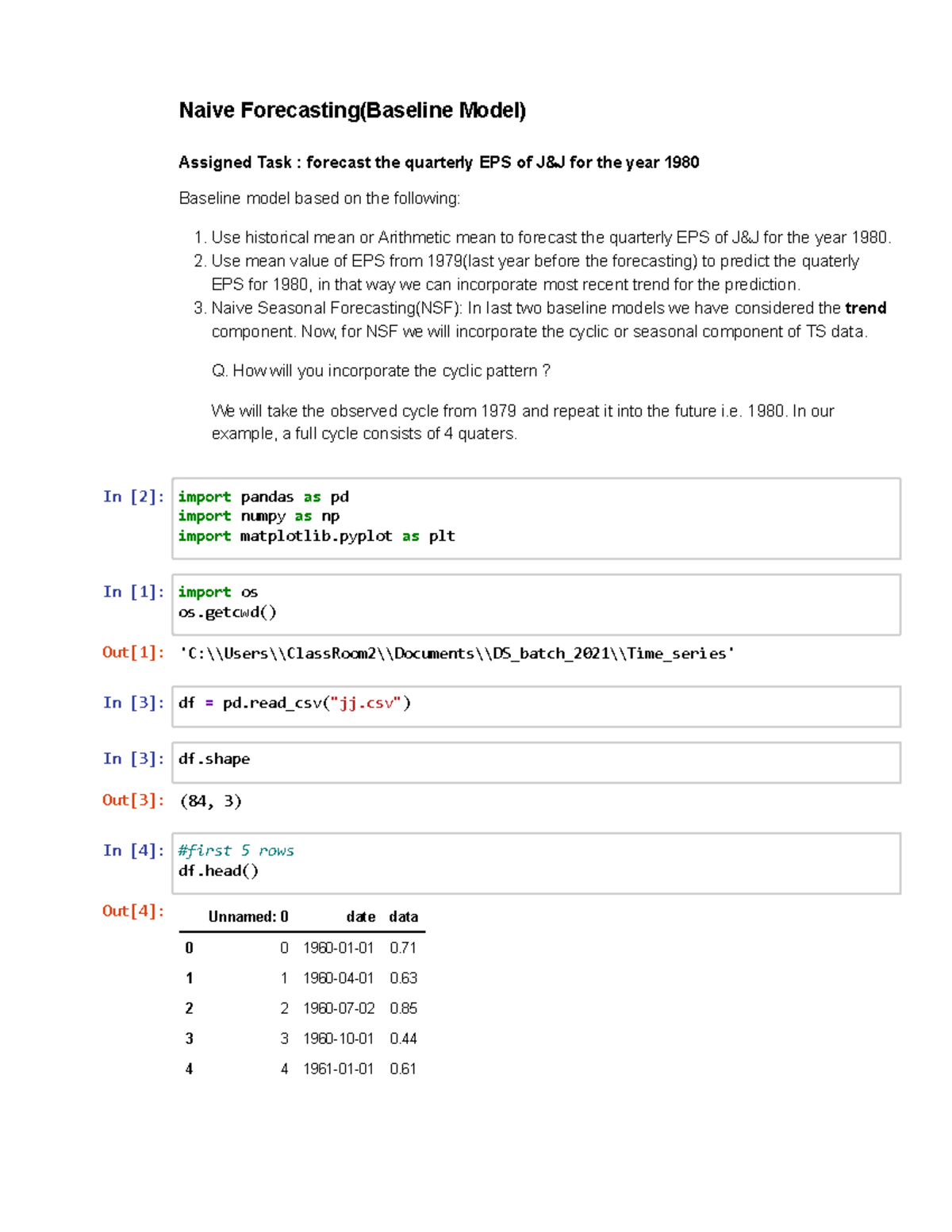 Naive forecasting - Jupyter Notebook - Naive Forecasting(Baseline Model ...